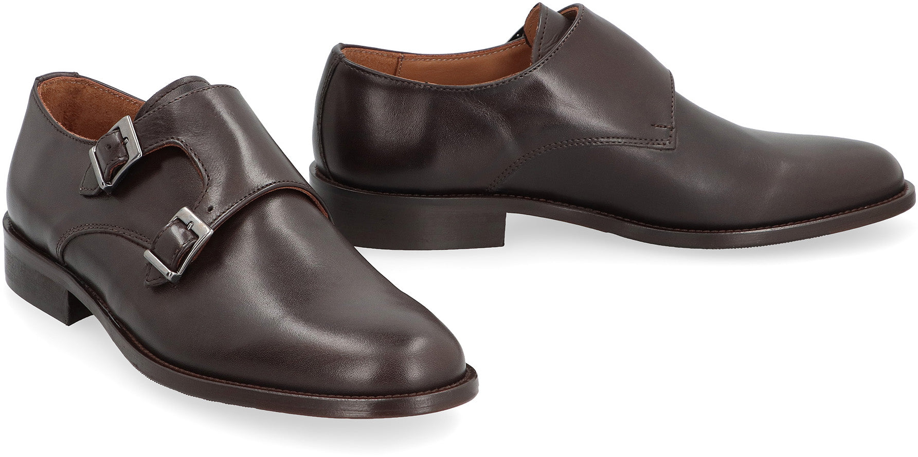 Leather monk-strap shoes