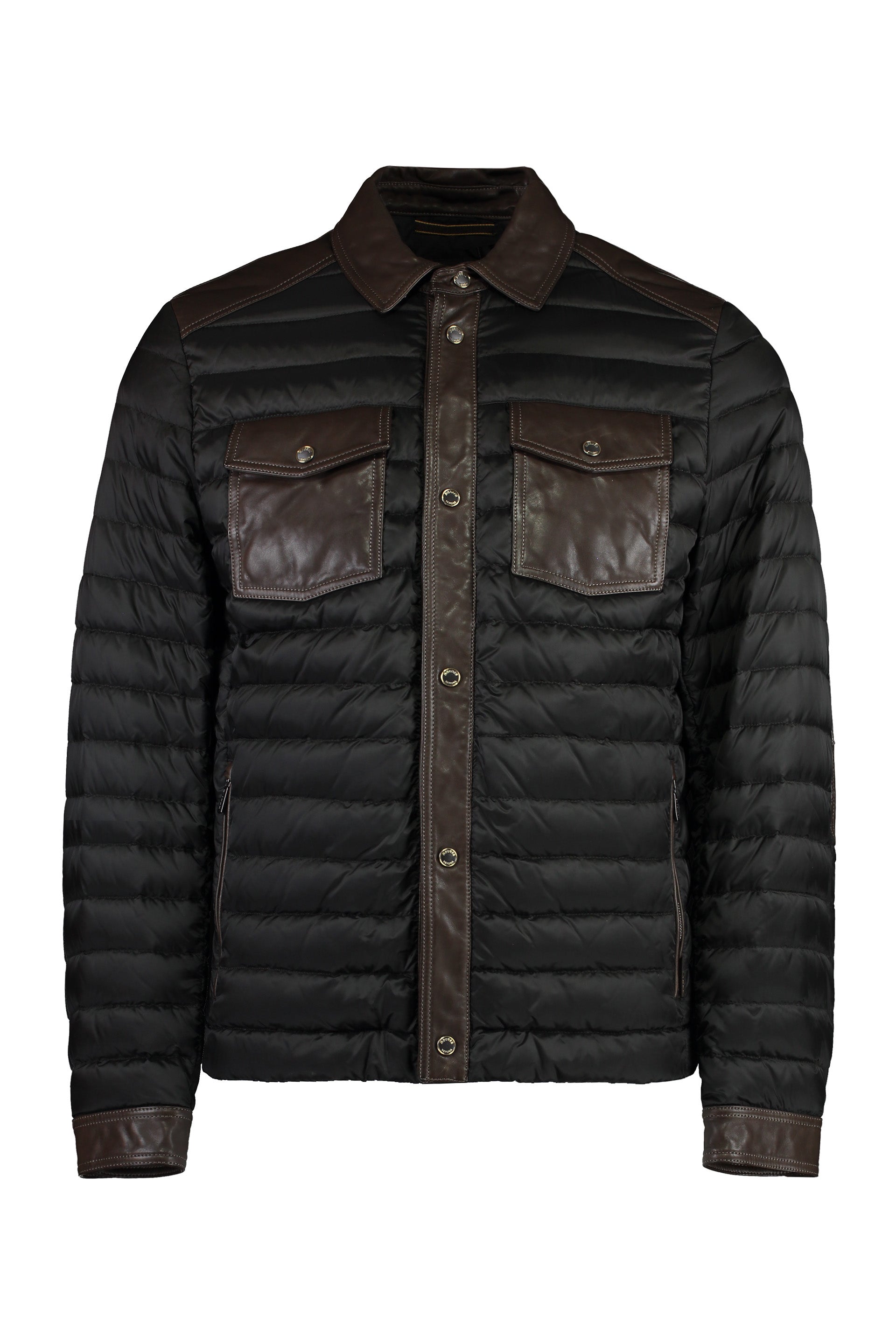 Crespi leather inserts down jacket