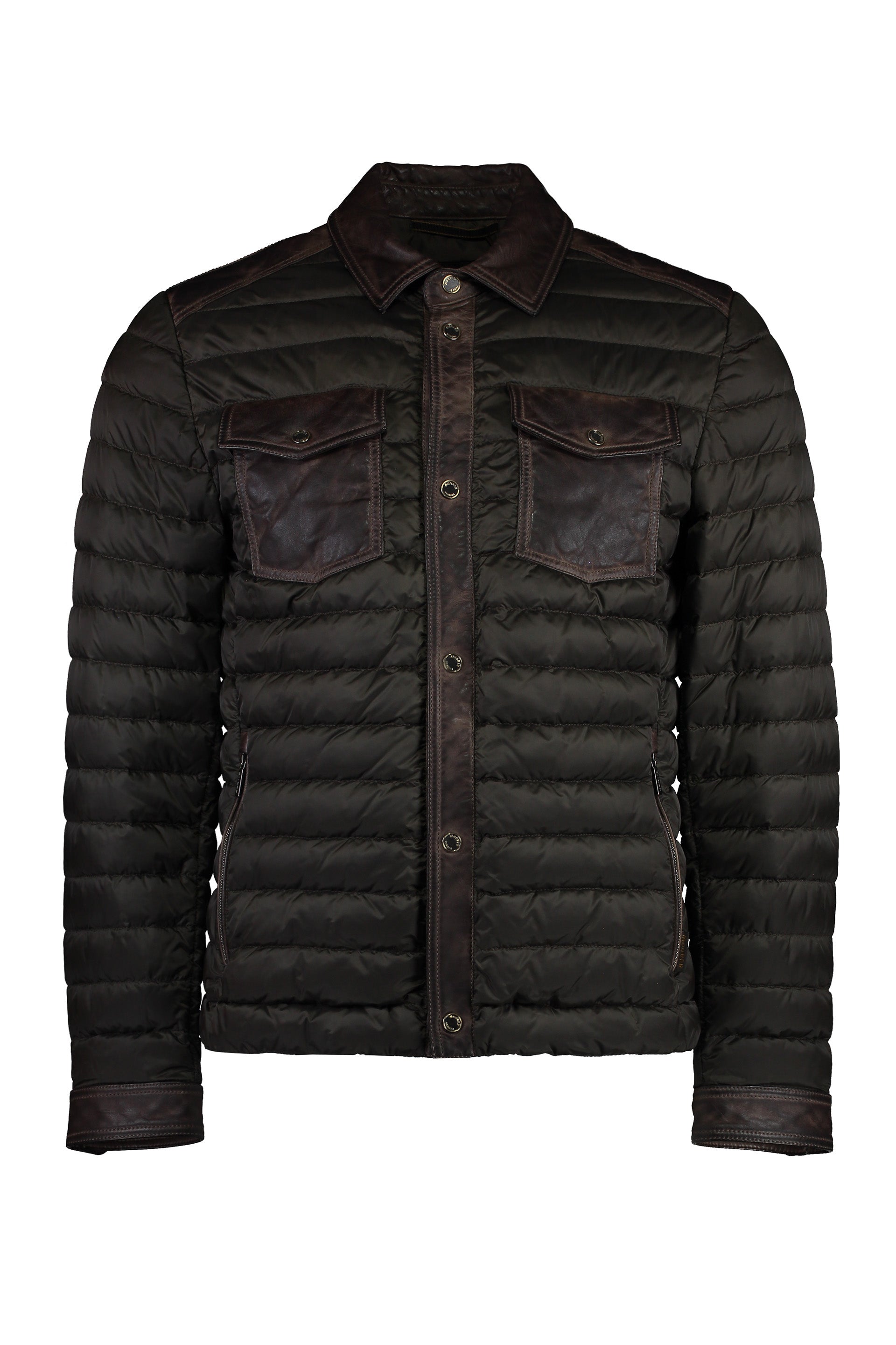 Crespi leather inserts down jacket