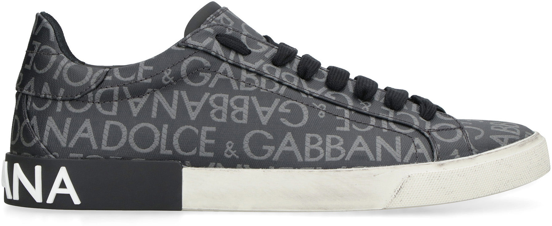 Portofino leather and fabric low-top sneakers