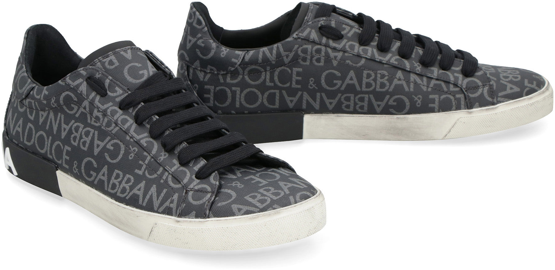 Portofino leather and fabric low-top sneakers