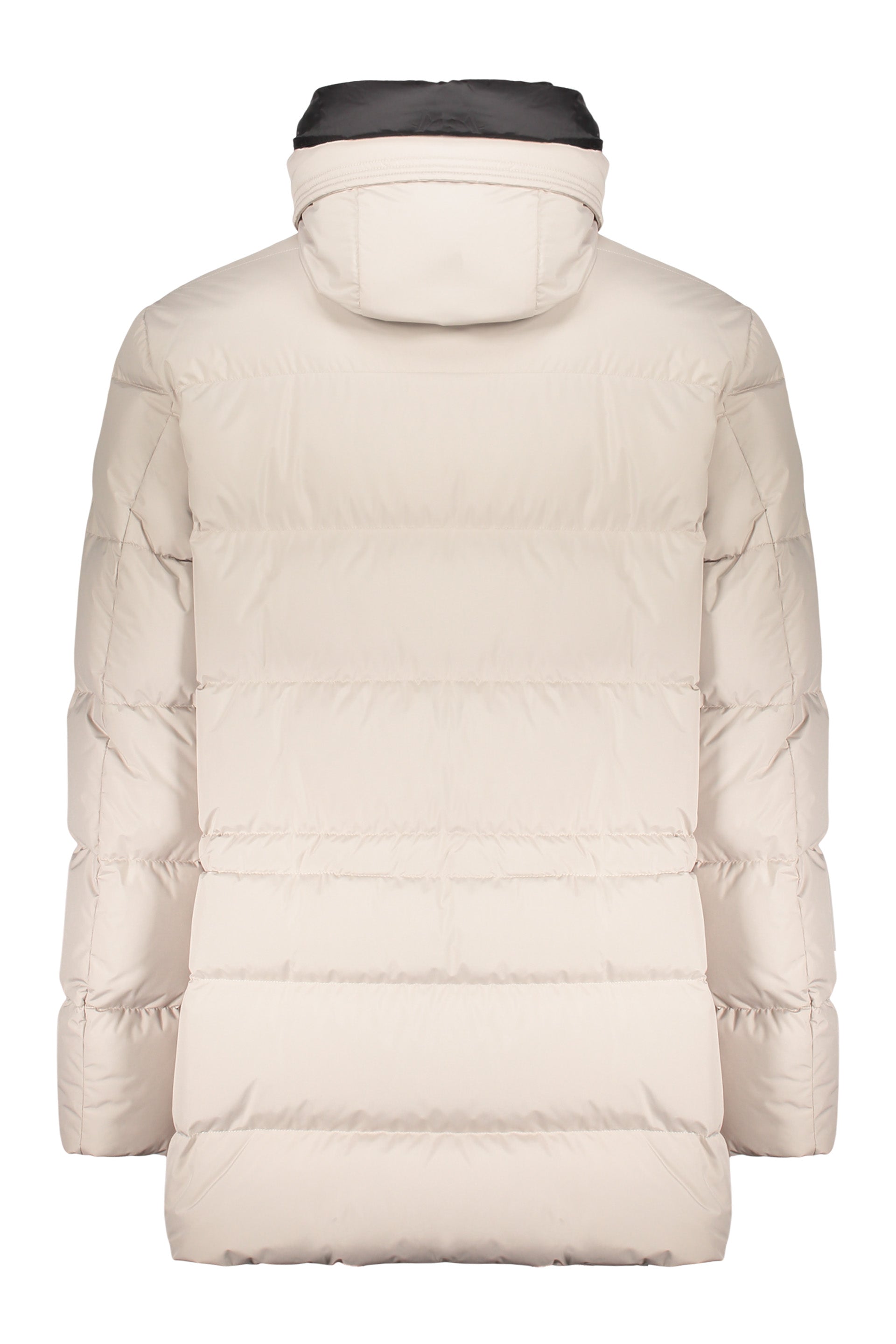 Down jacket with modern hood