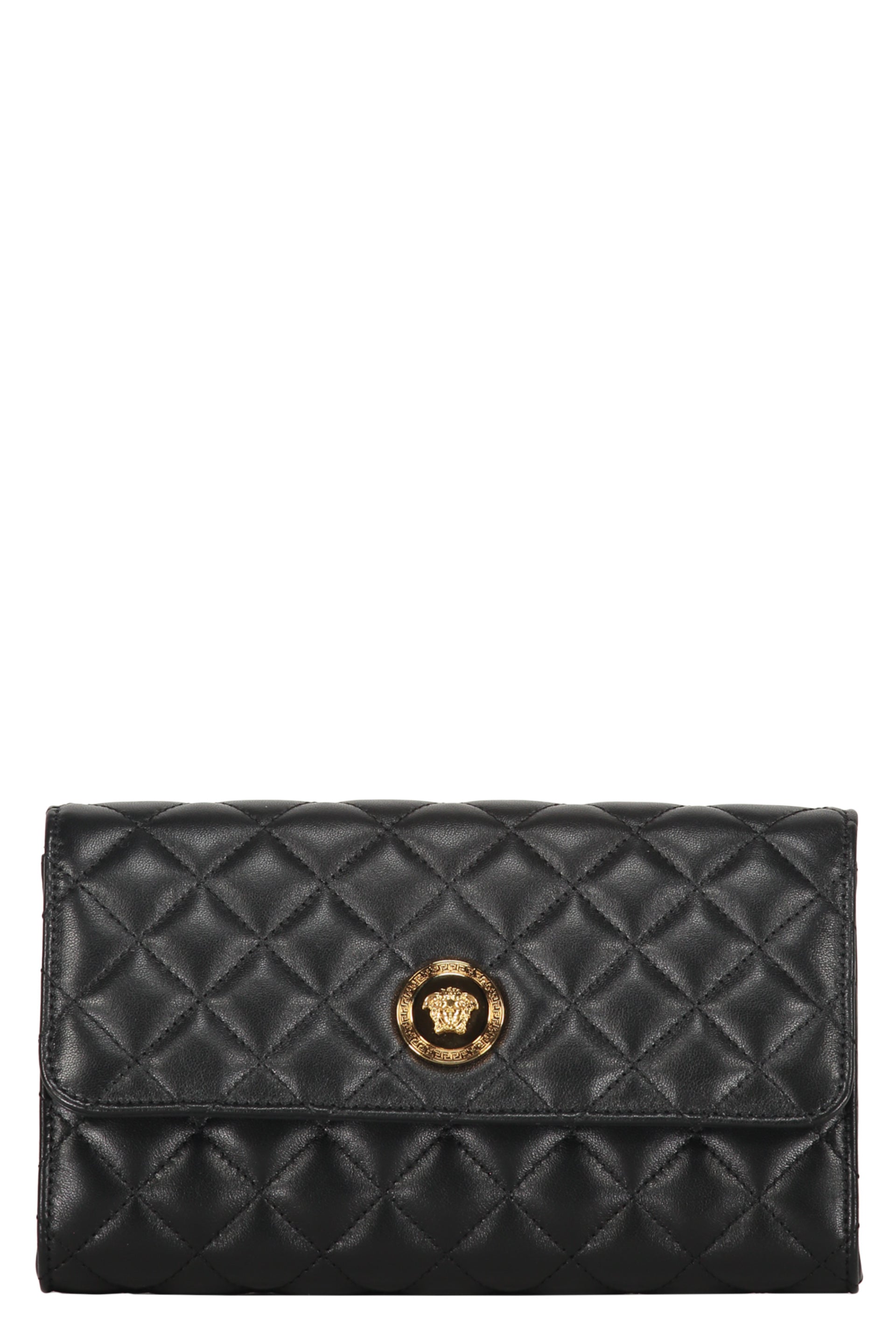 Leather clutch with logo