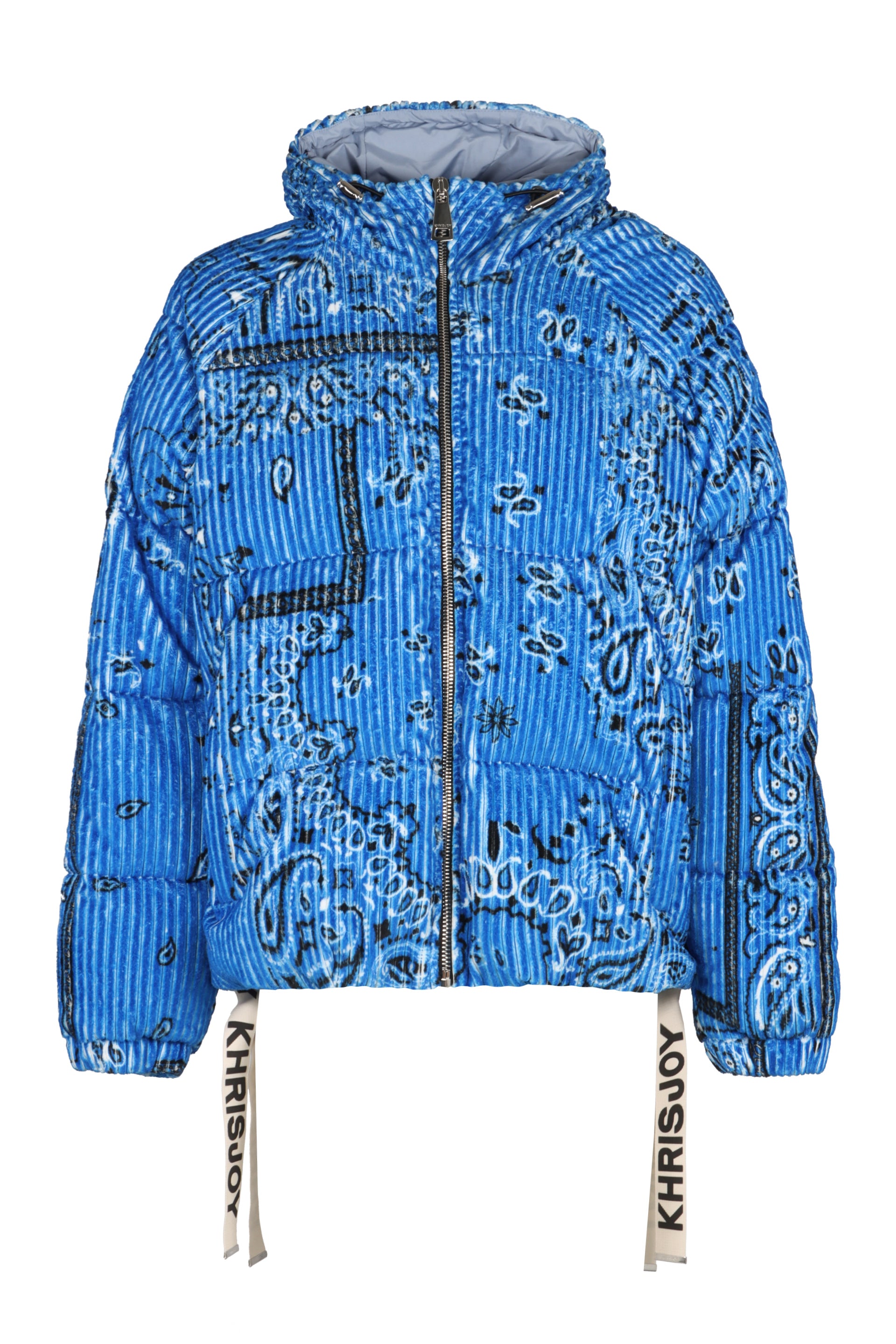 Puff Bandana Corduroy hooded down jacket