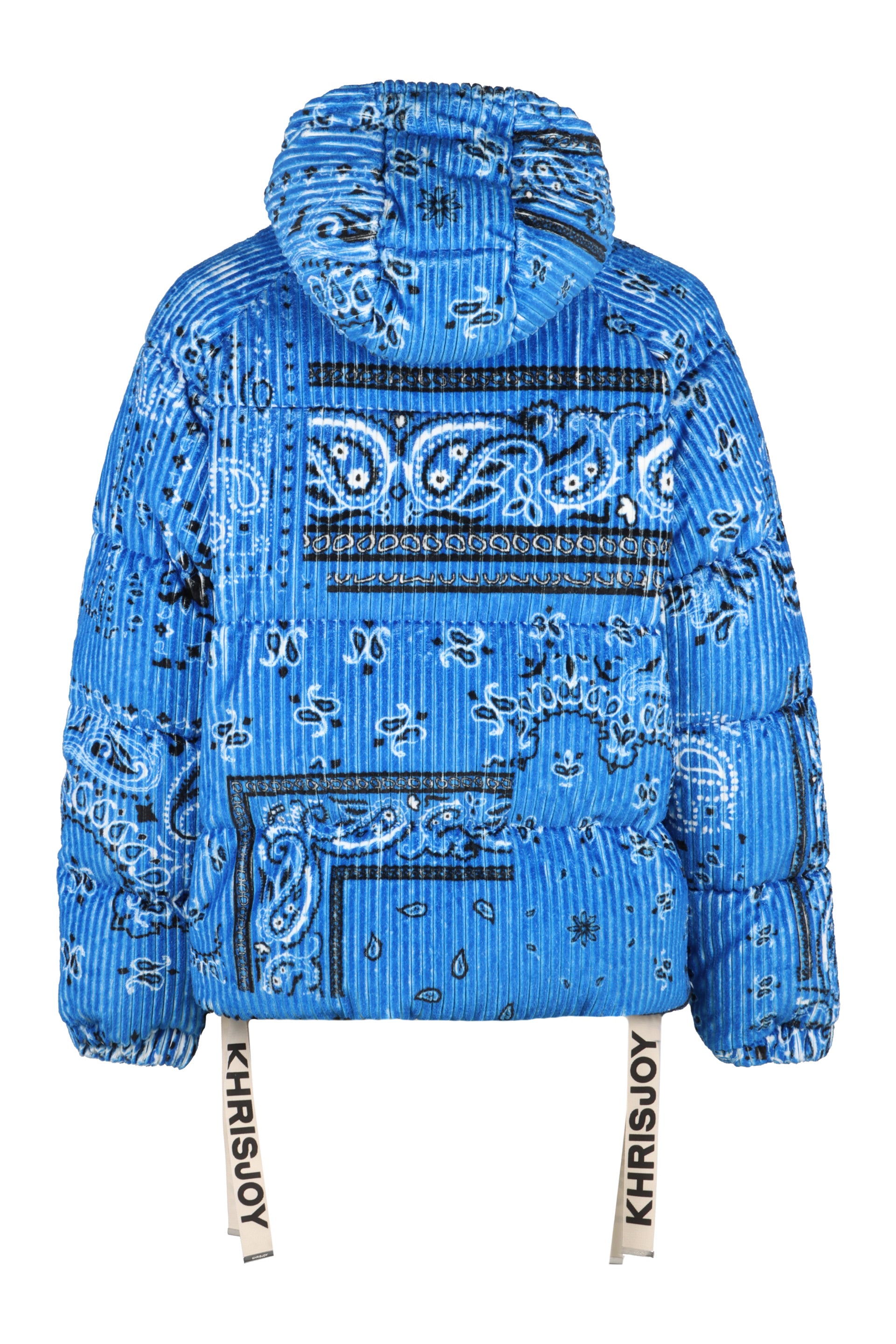 Puff Bandana Corduroy hooded down jacket