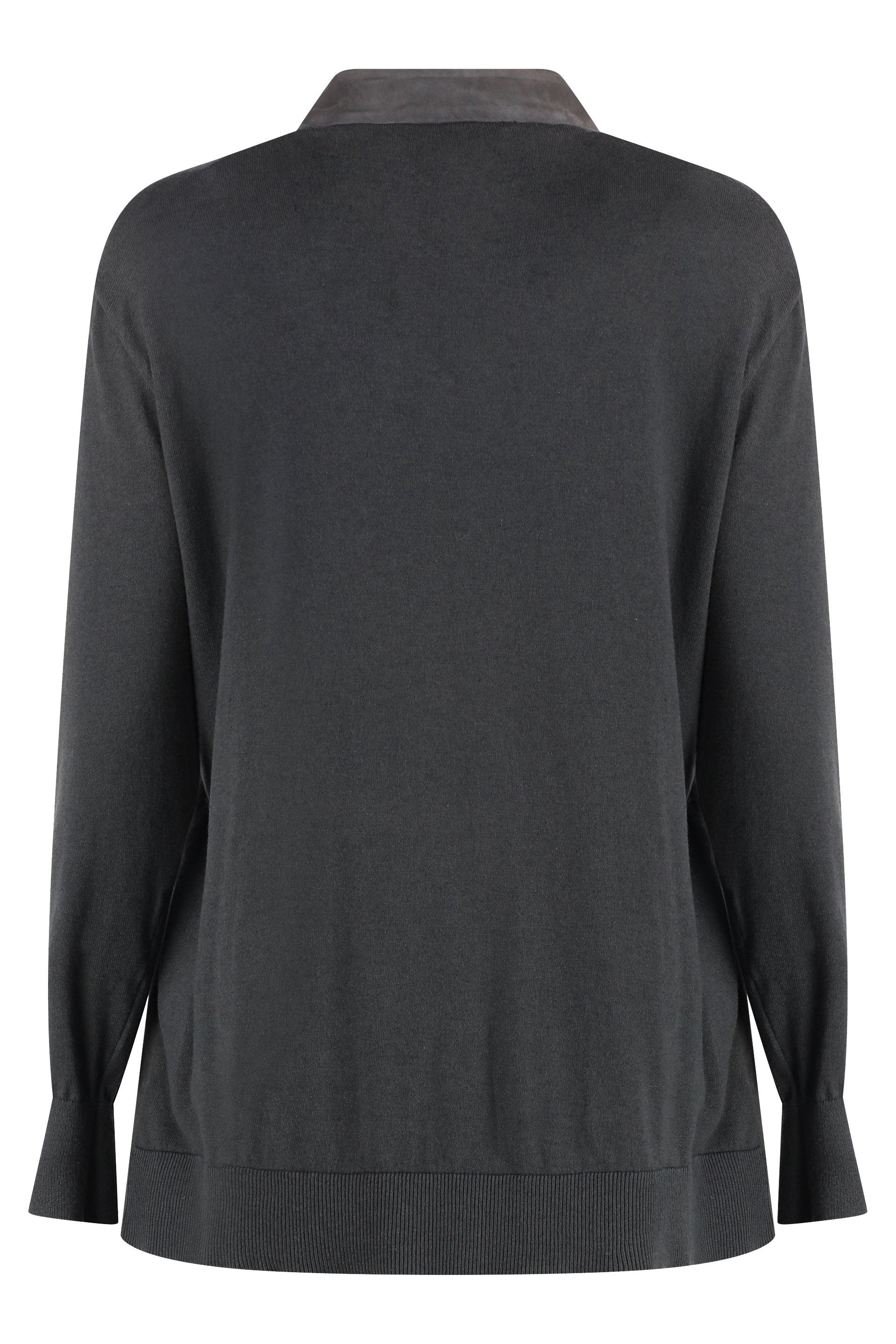 Cardigan with suede frontal panel