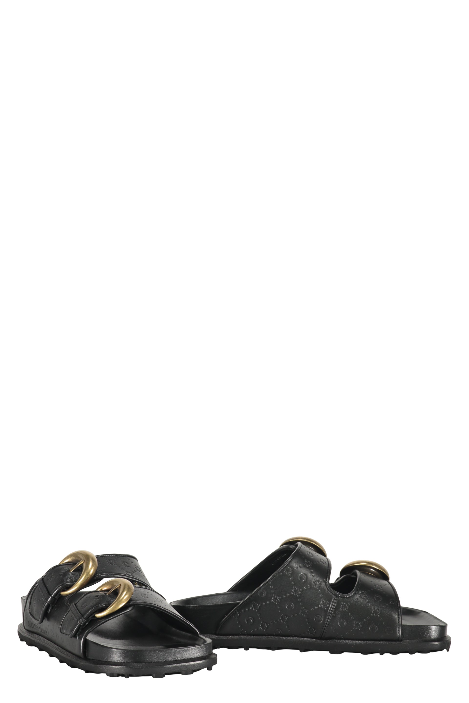 Leather slides with logo