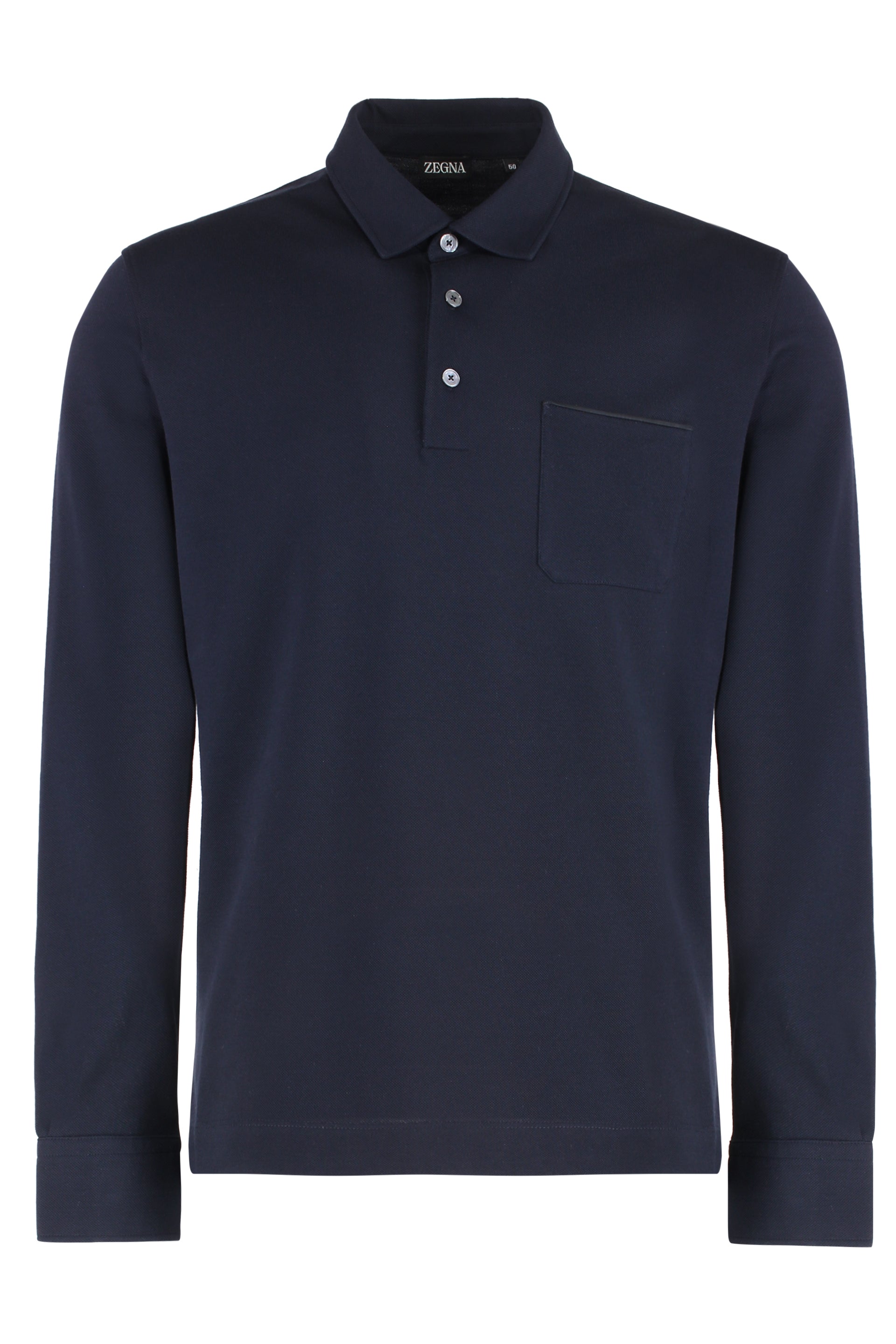 Long sleeve cotton polo shirt