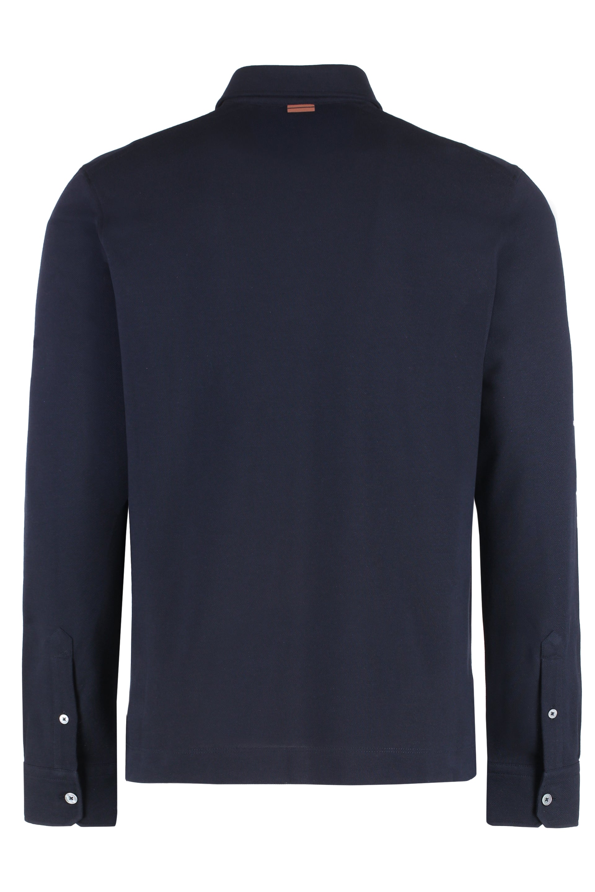 Long sleeve cotton polo shirt