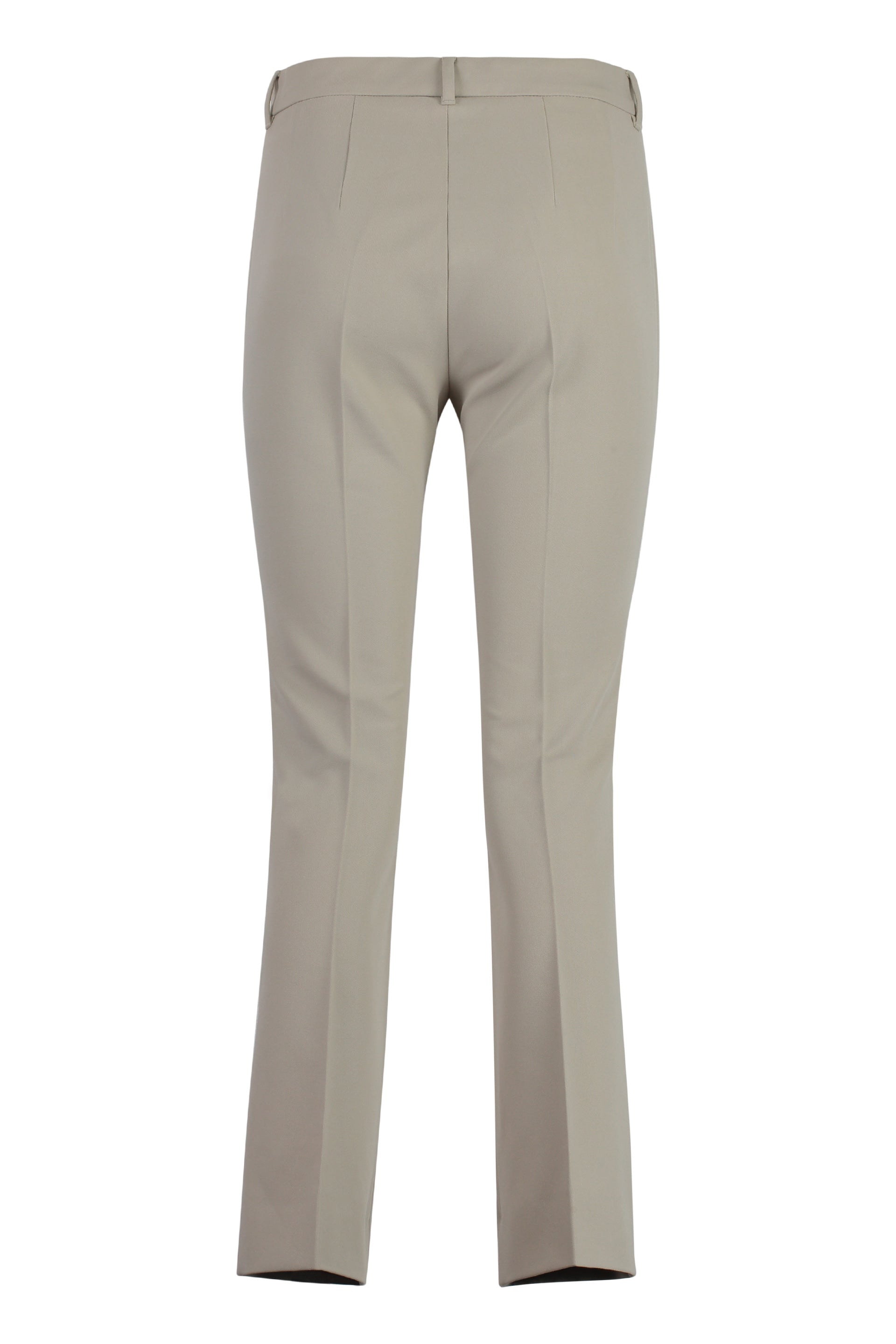 Stretch viscose trousers with flared hem