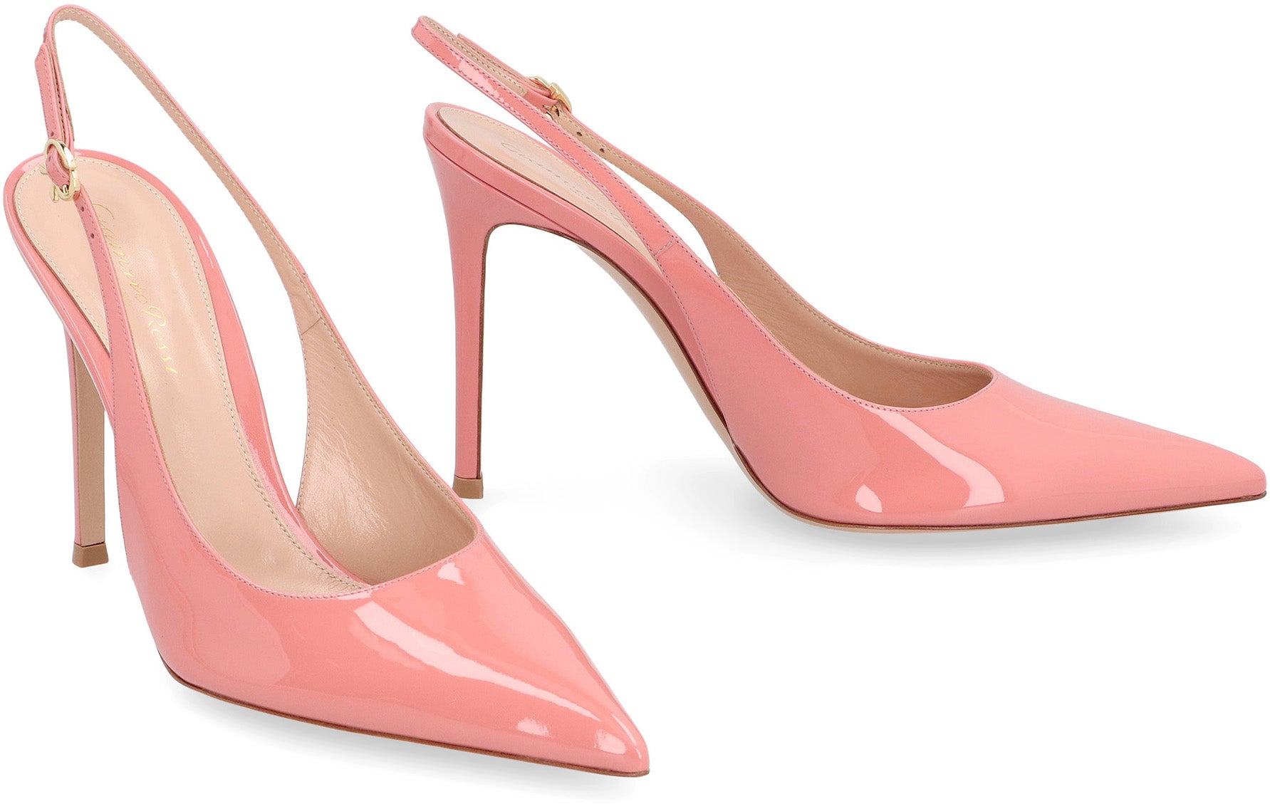 Patent leather slingback pumps