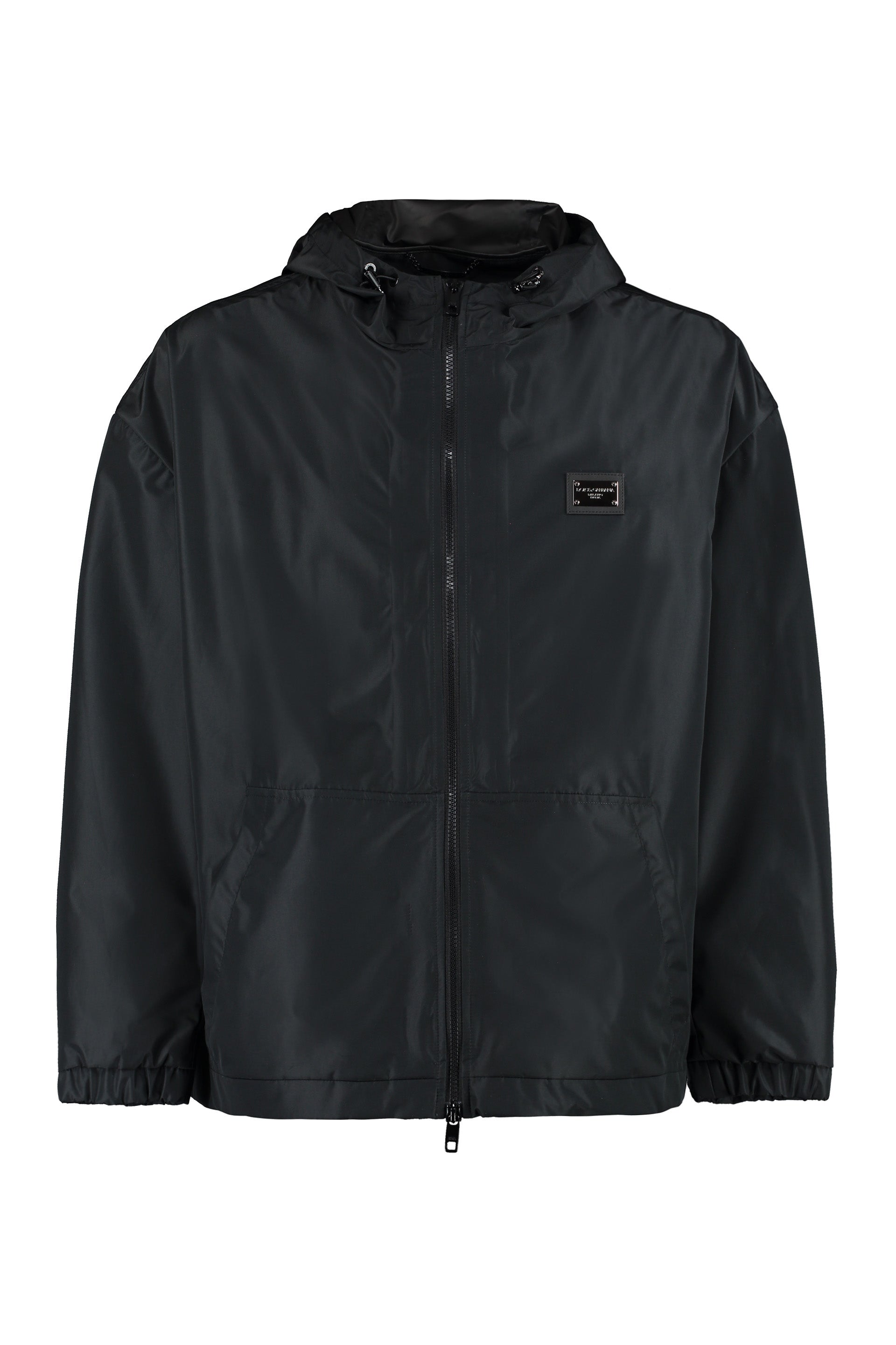 Technical fabric hooded jacket