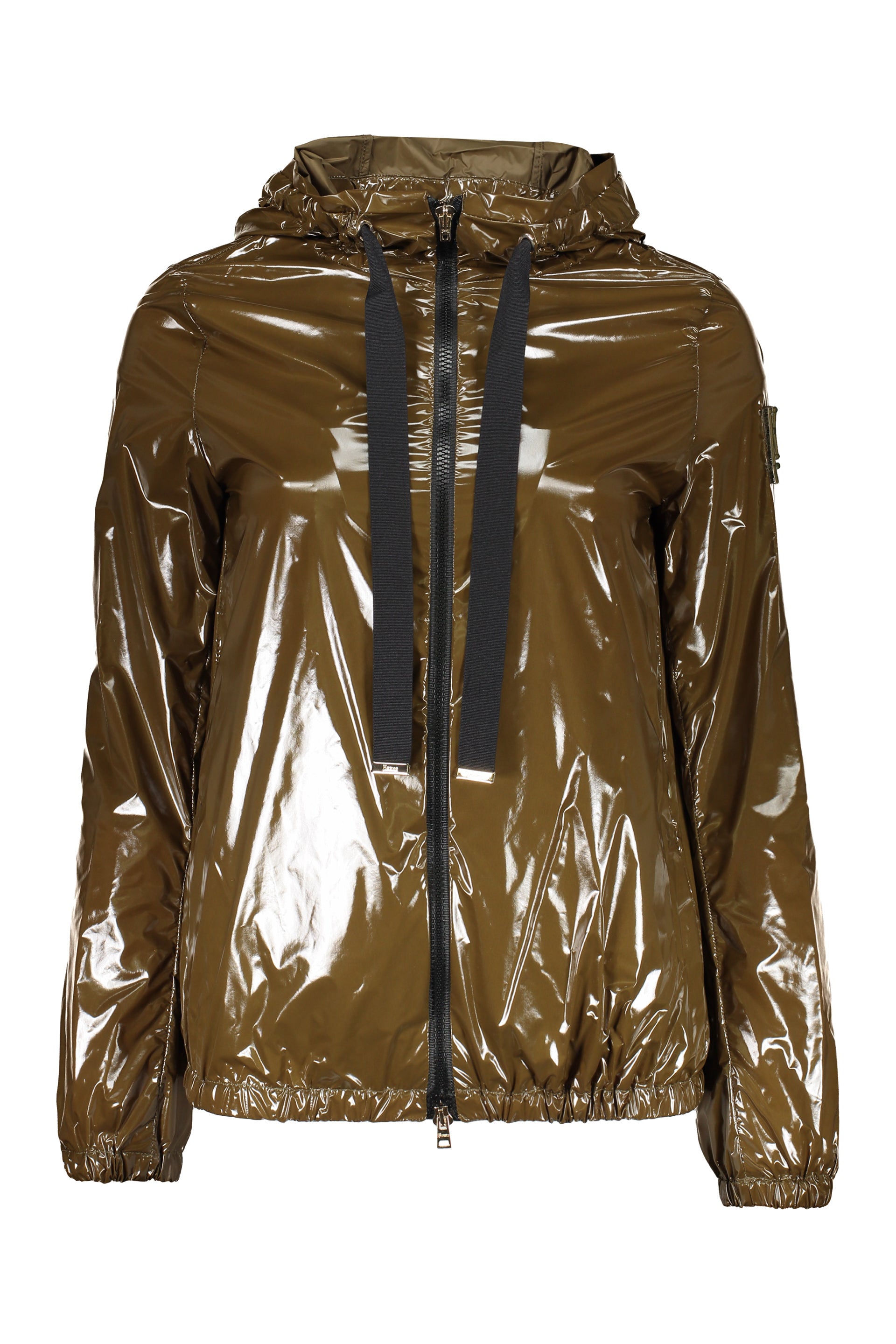 Technical fabric hooded jacket