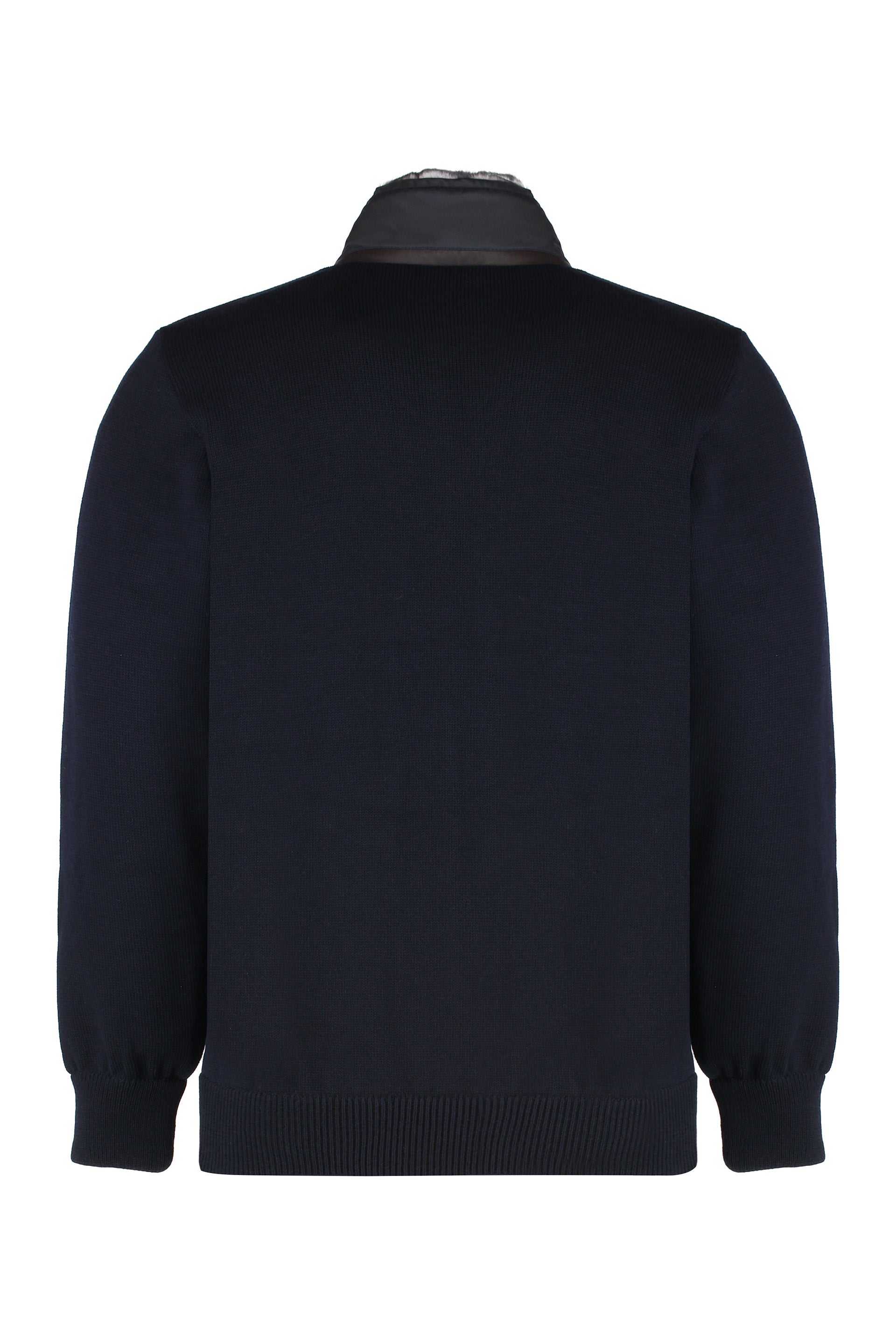 Knitted jacket with padded panel
