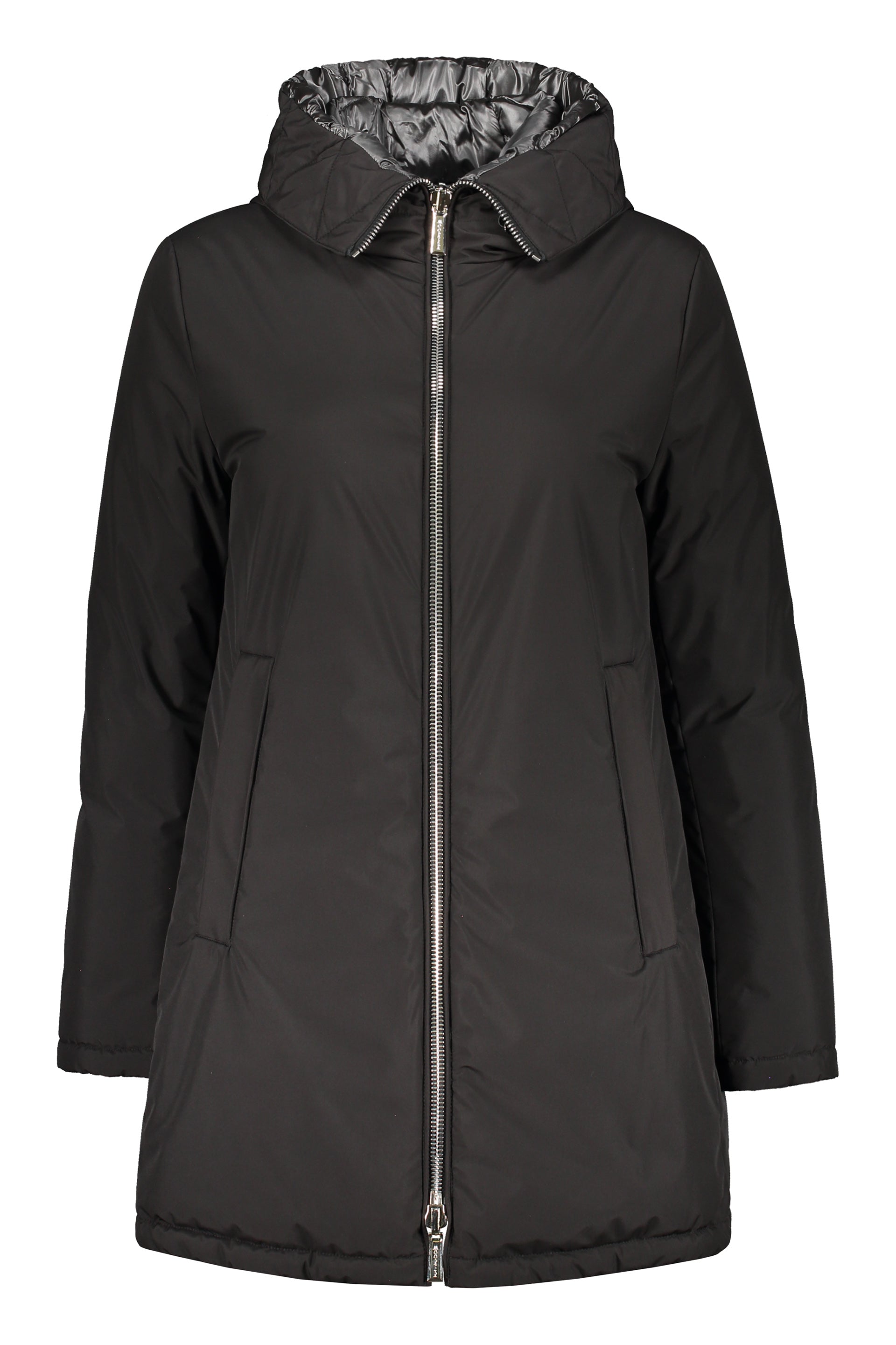 Technical fabric hooded jacket