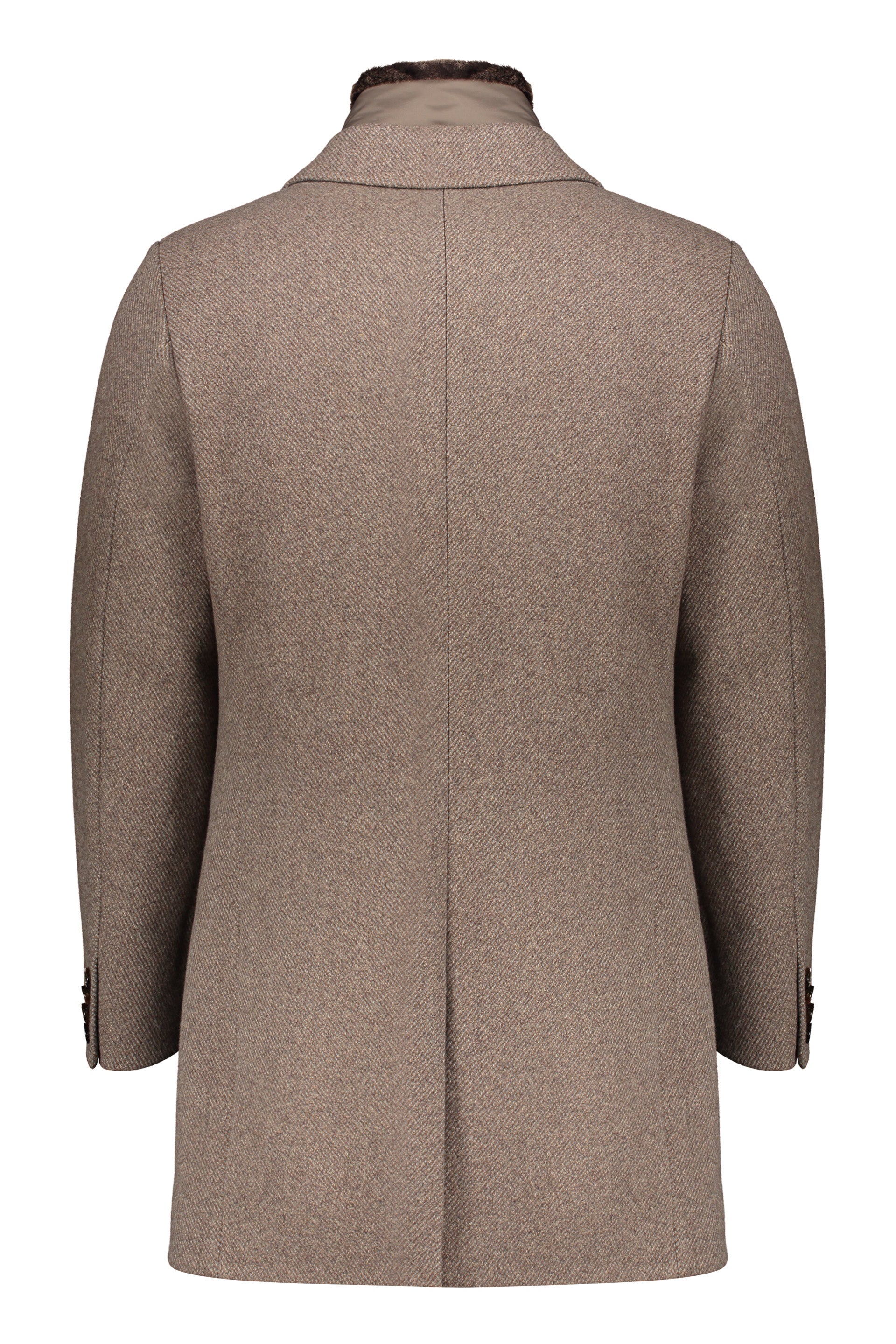 Elegant beige coat with modern collar