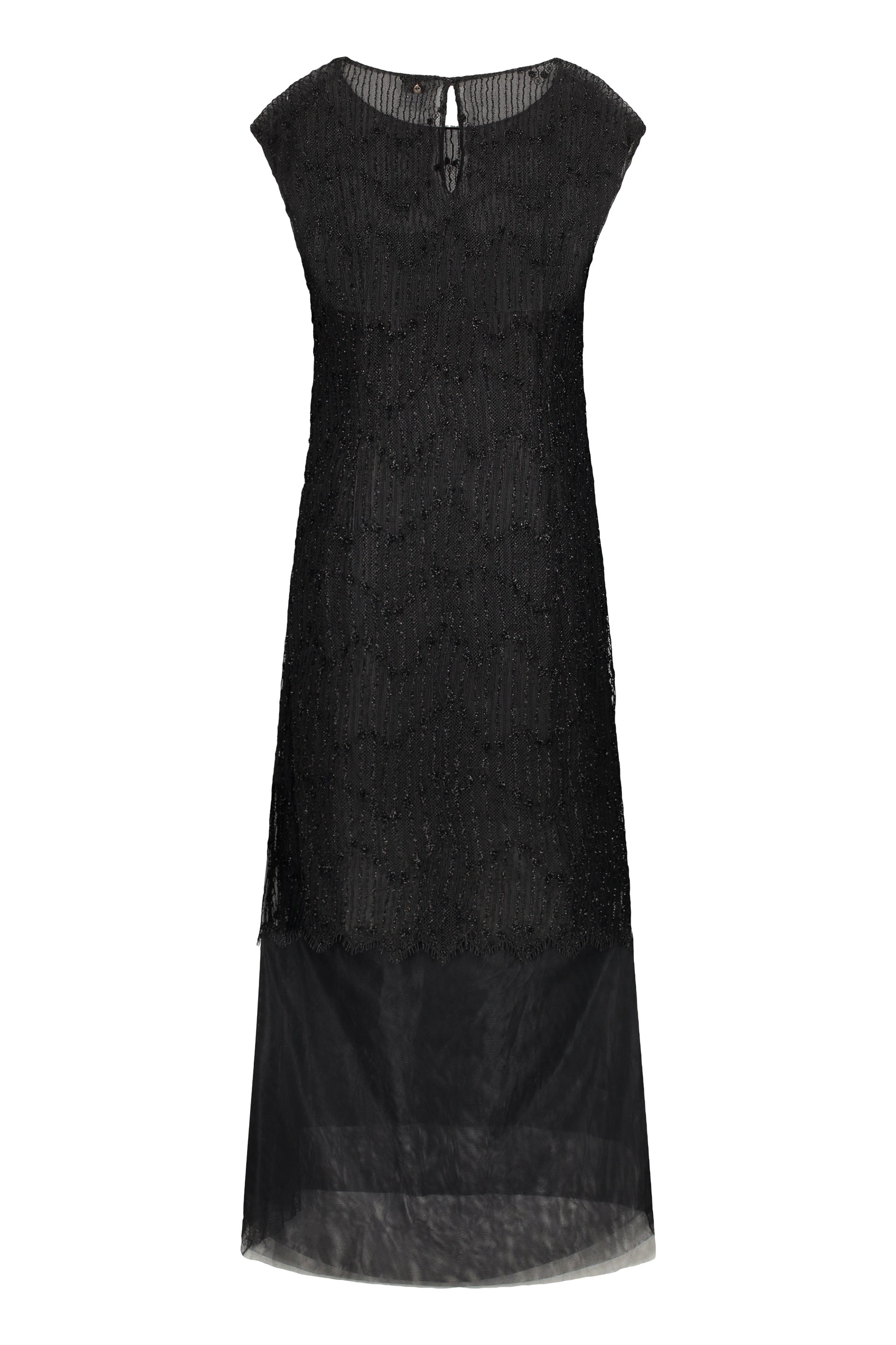 Long dress with transparency and lace