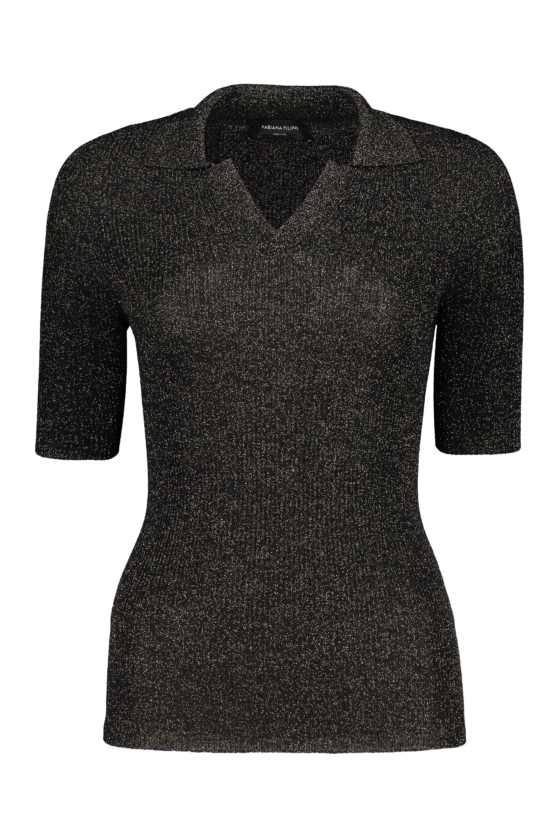 Ribbed knit polo shirt