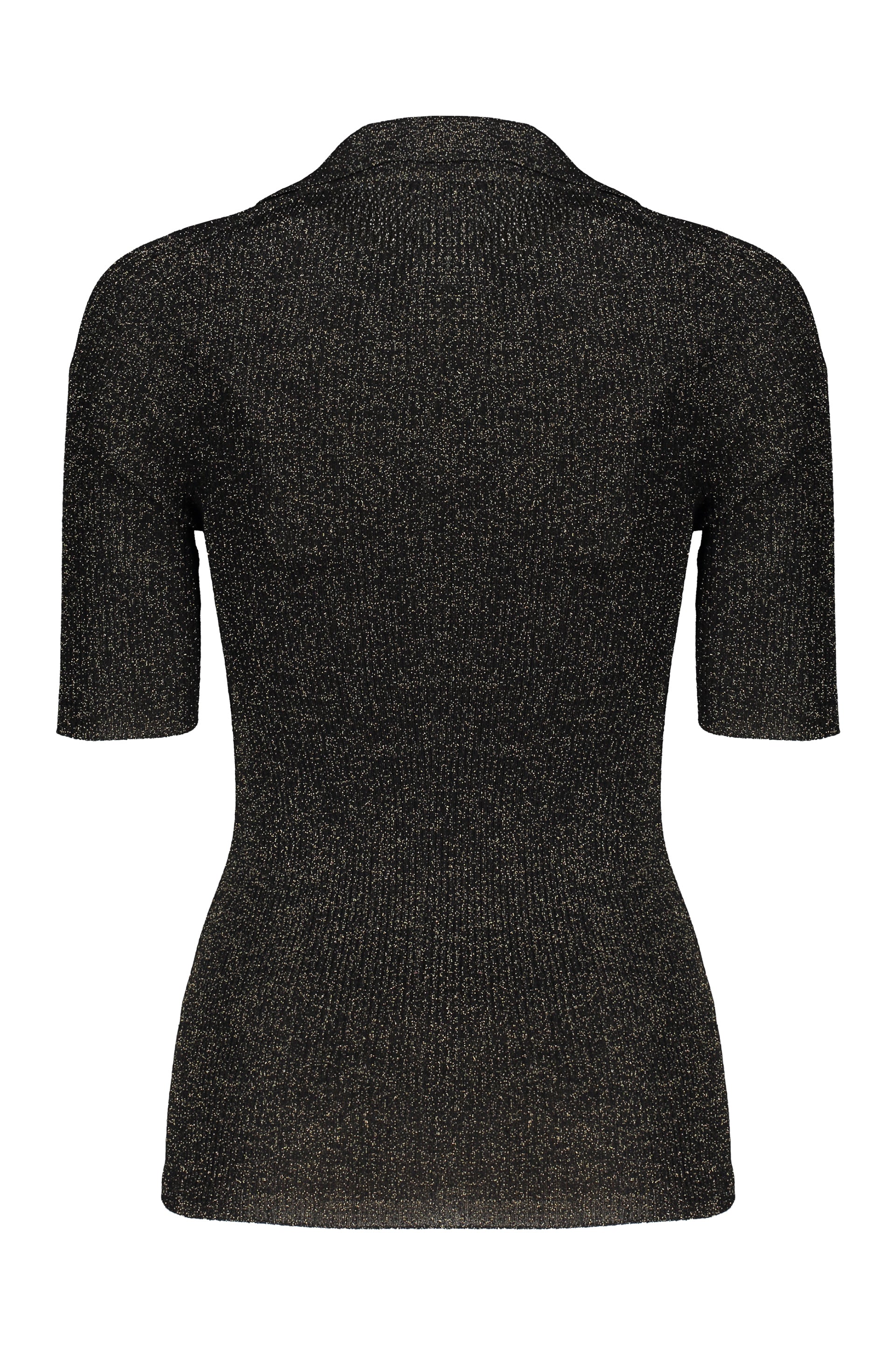 Ribbed knit polo shirt