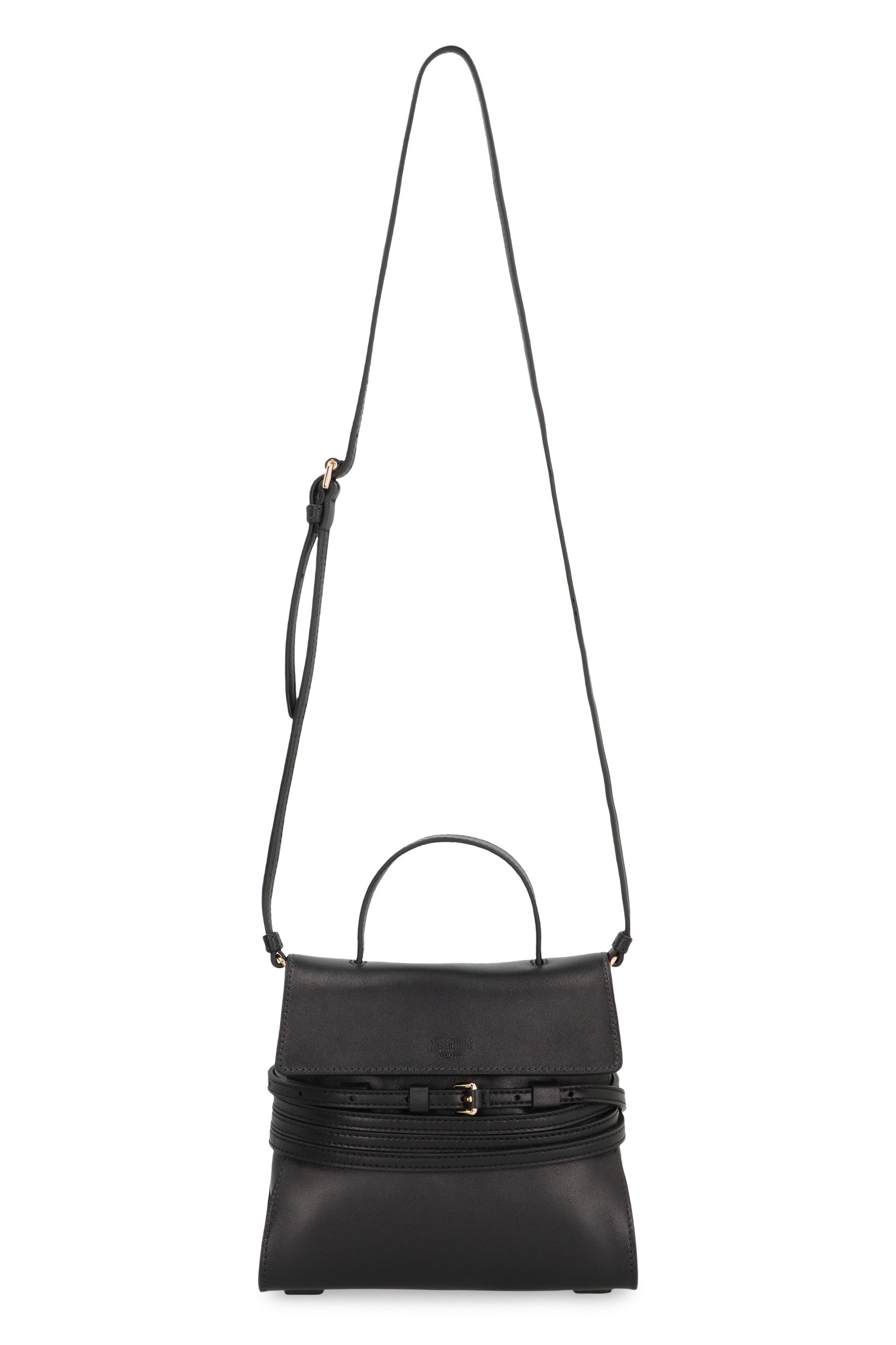 Moschino Tie Me Small leather handbag