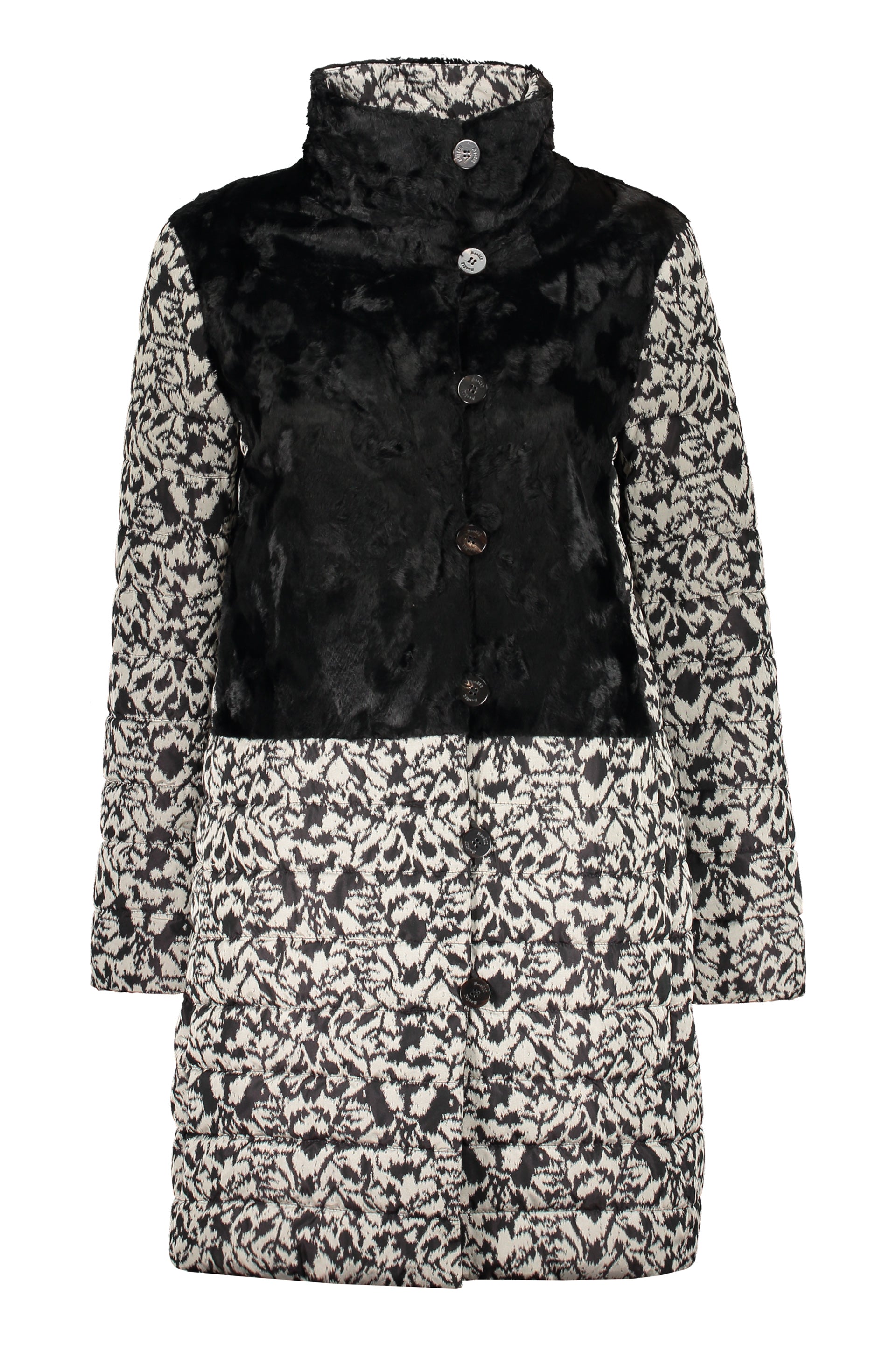 Contrasting detail down jacket