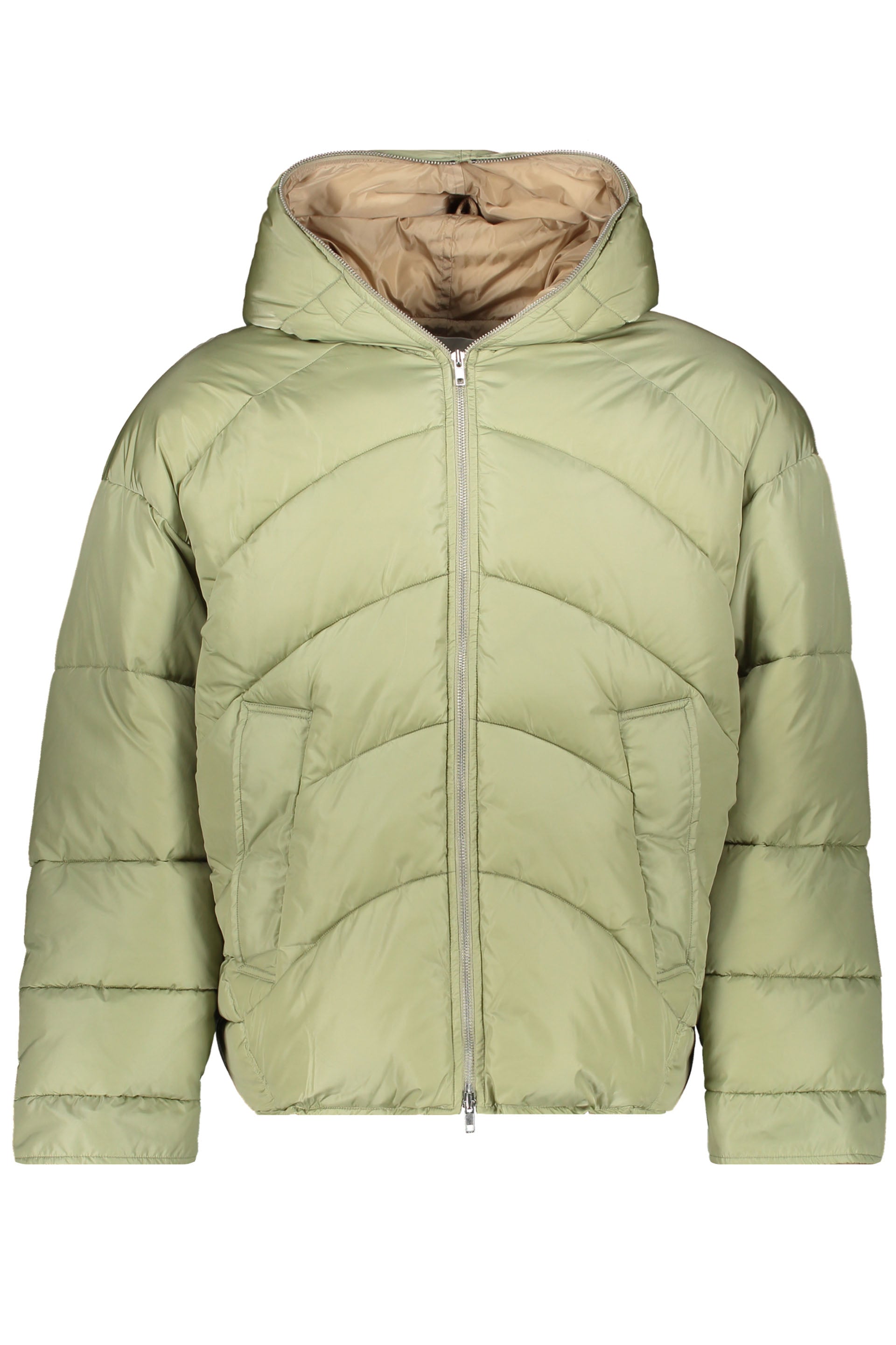 Hooded nylon down jacket