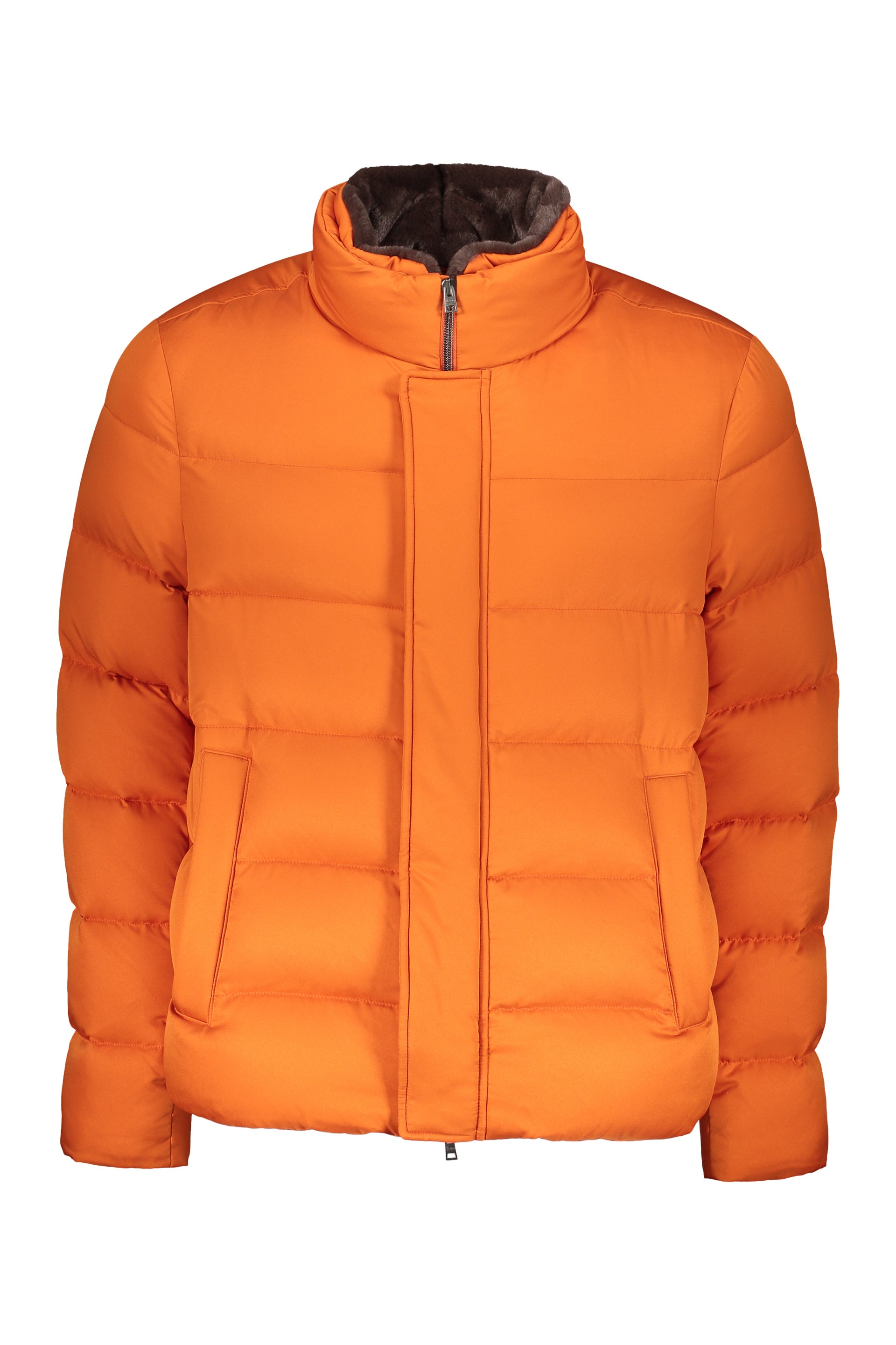 Orange down jacket