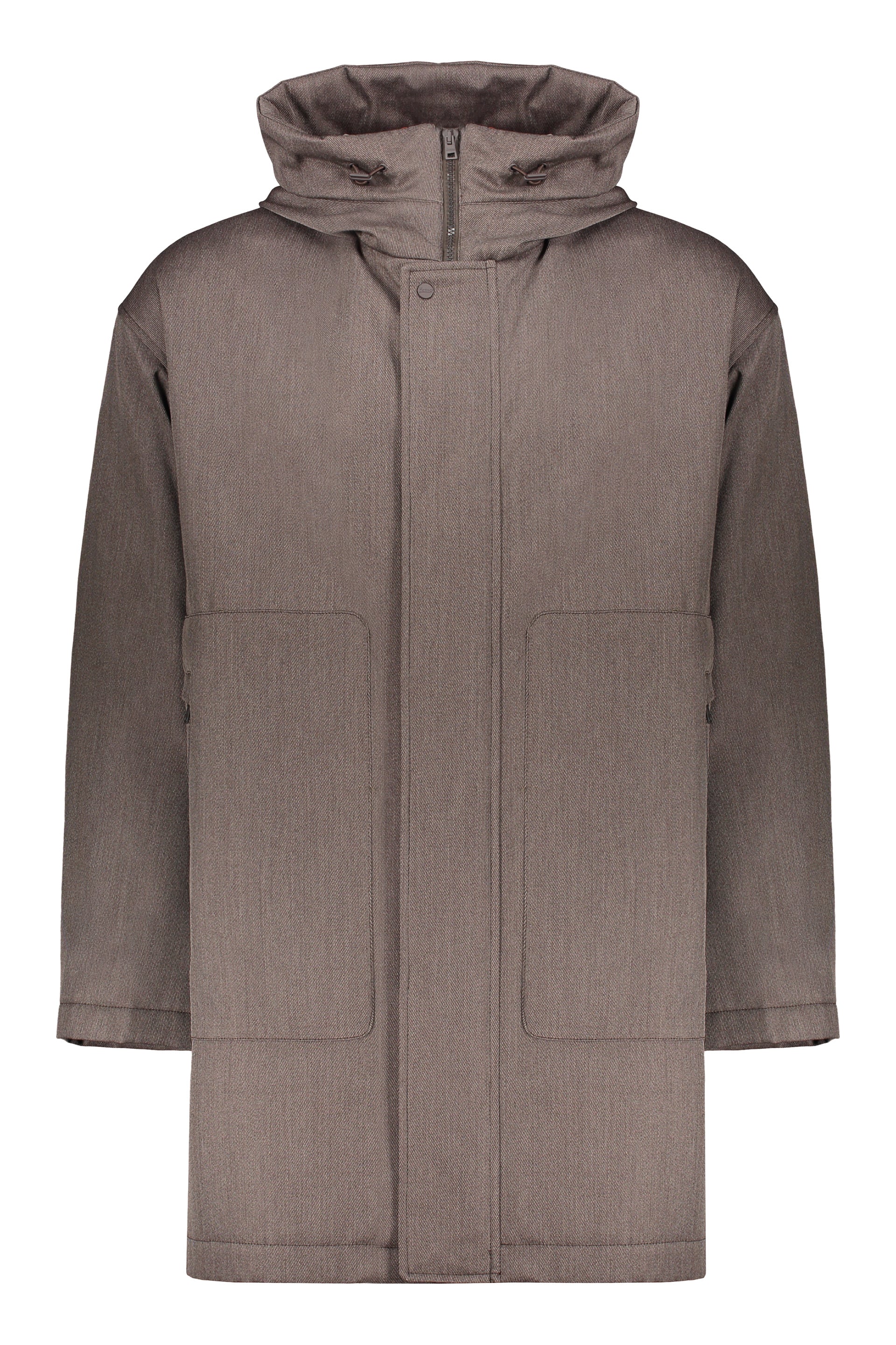 Hooded full-zip down jacket