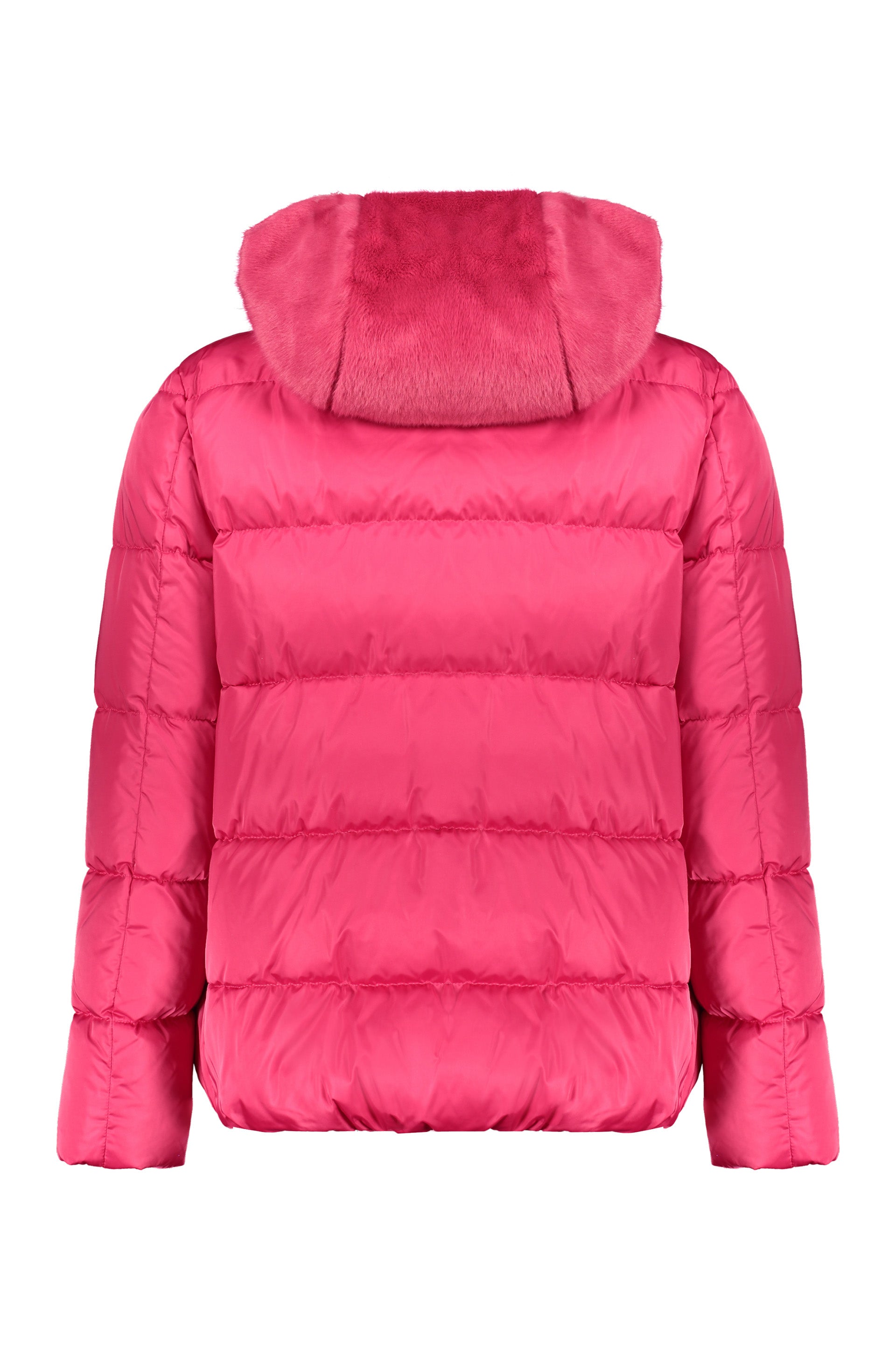 Modern pink padded jacket with hood
