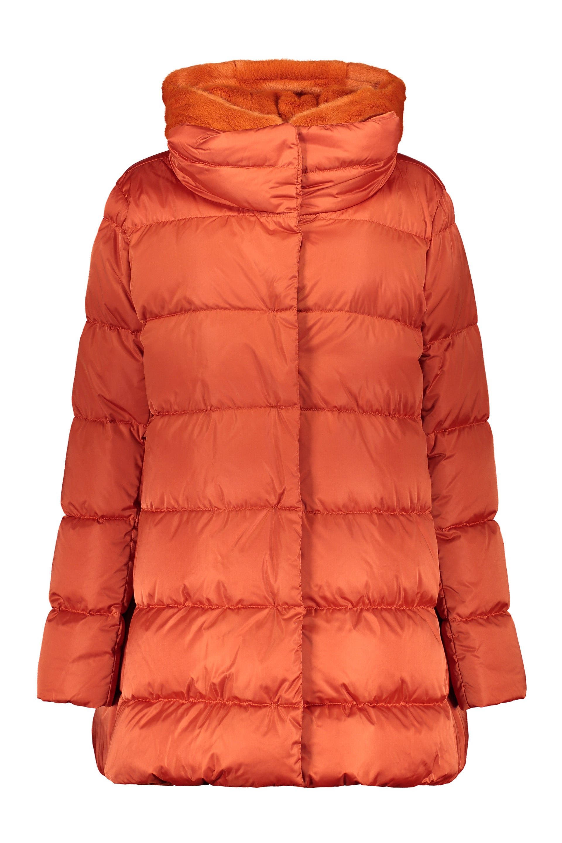 Orange down jacket with modern design