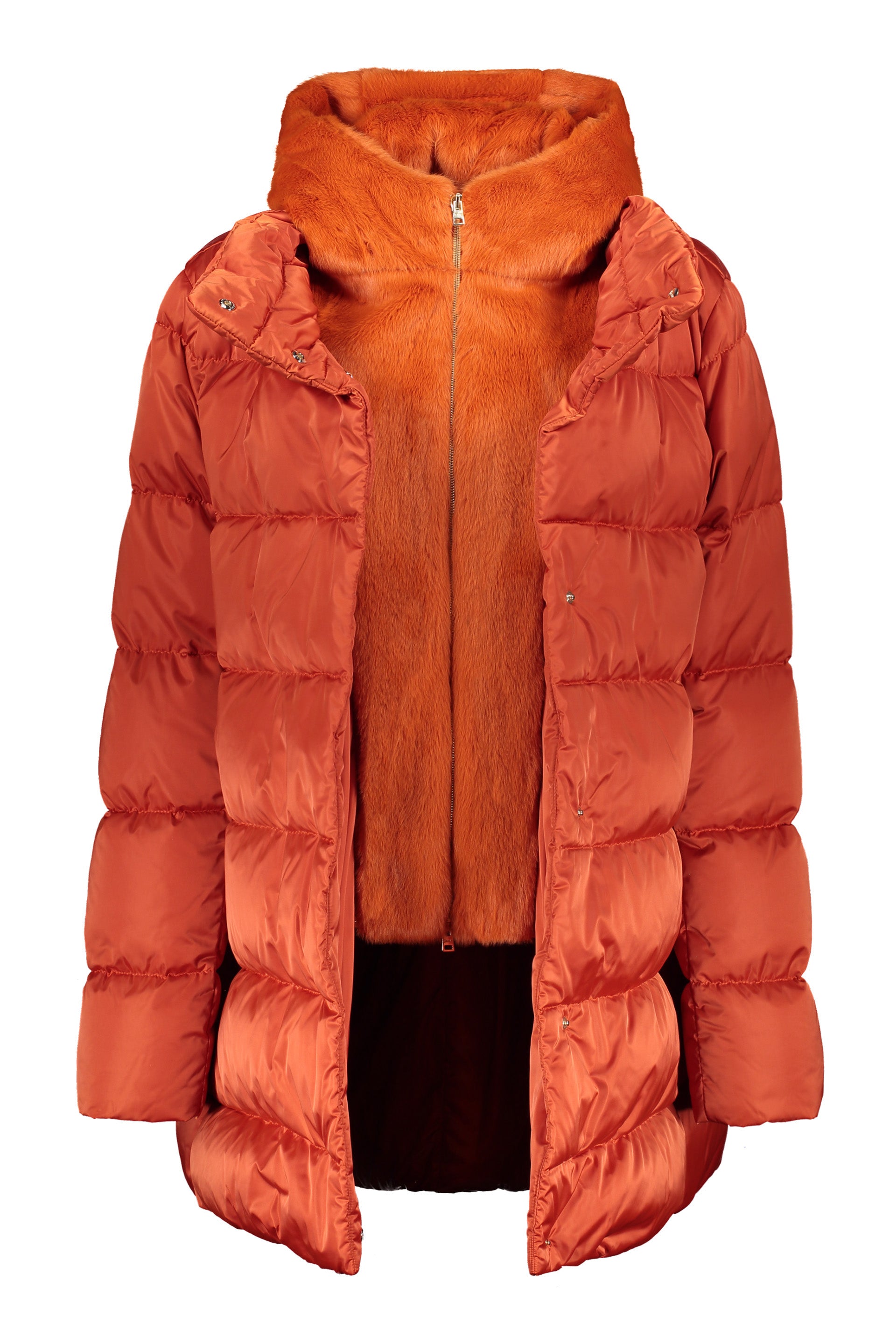 Orange down jacket with modern design