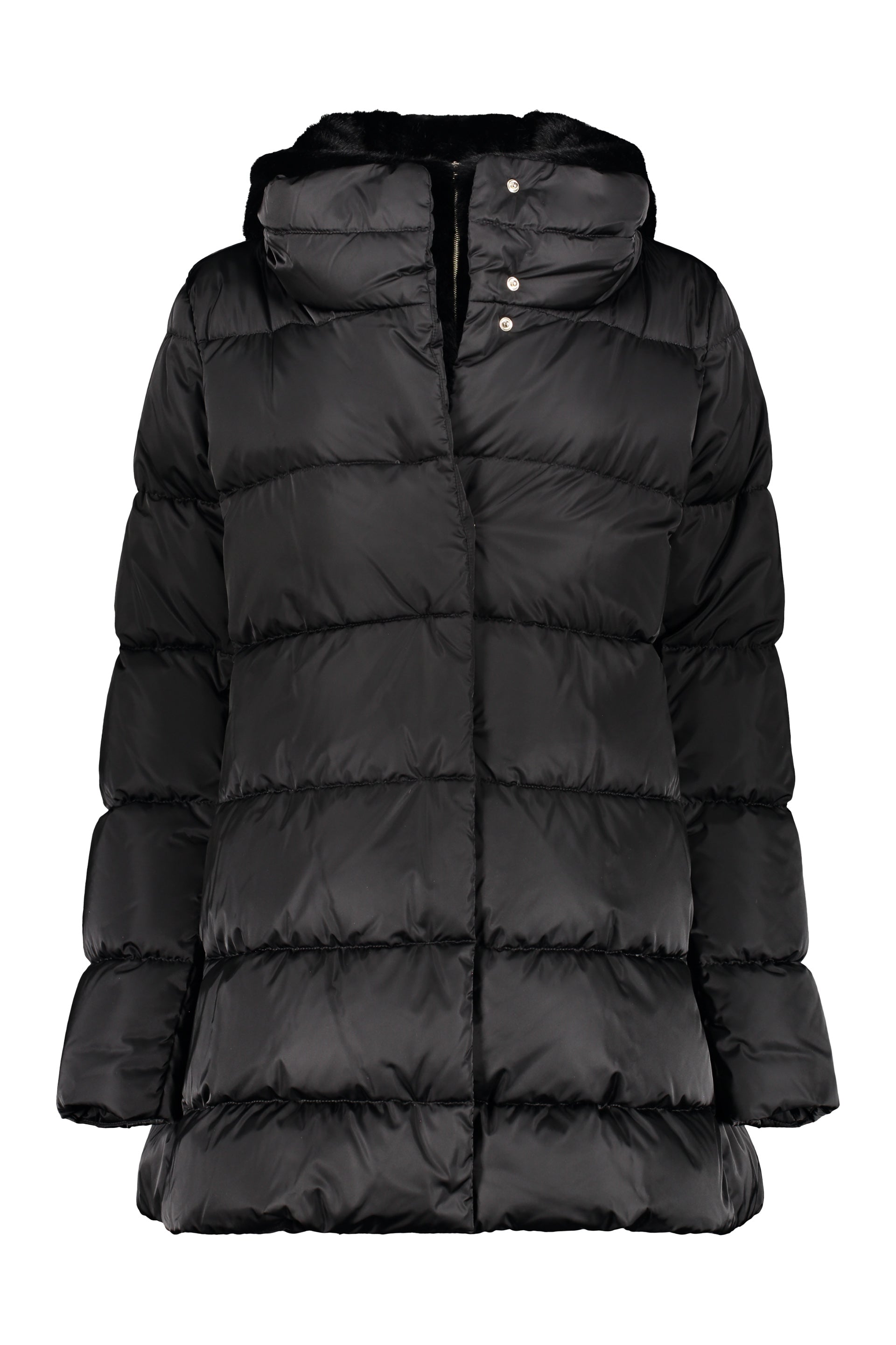 Hooded short down jacket