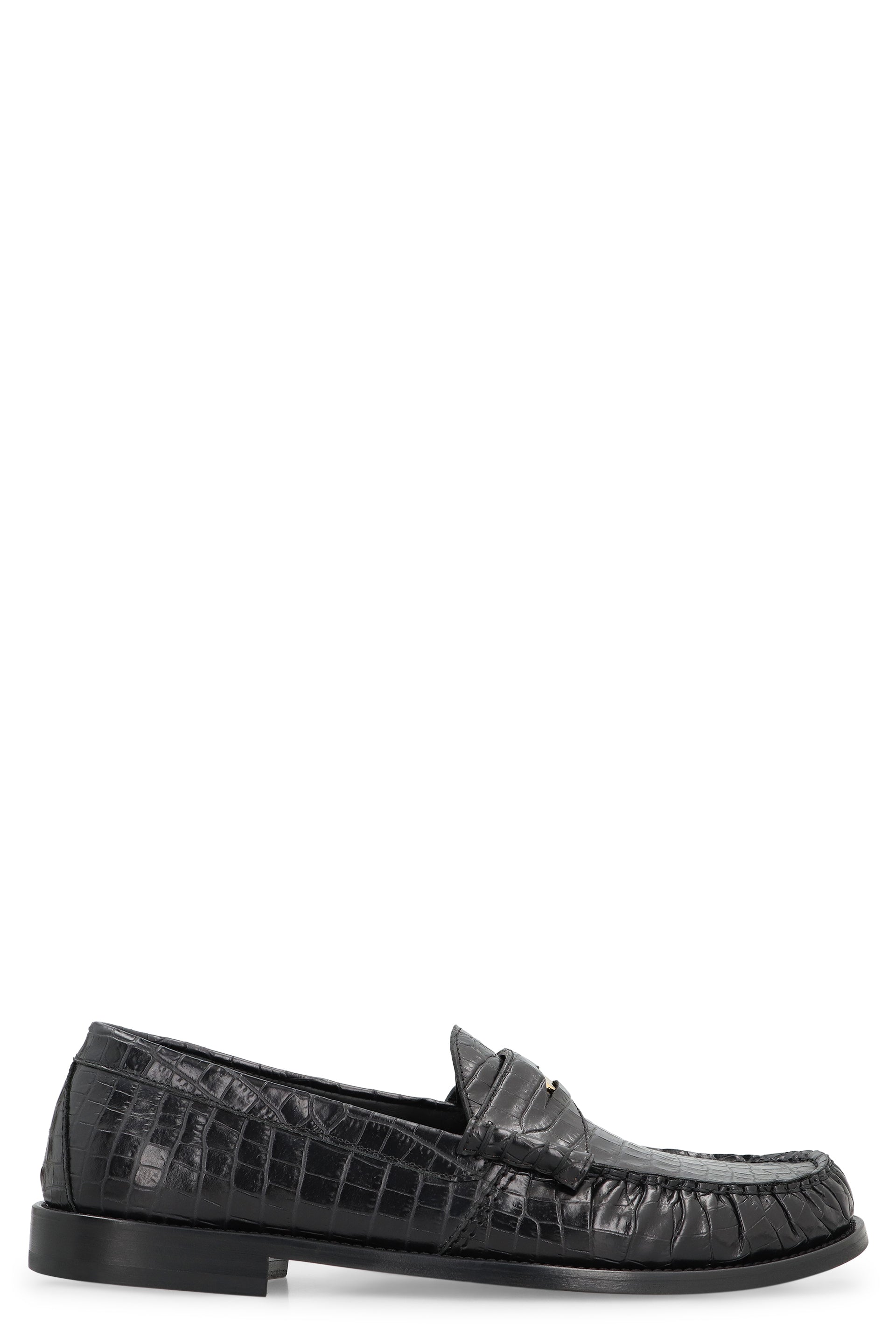Printed leather loafers