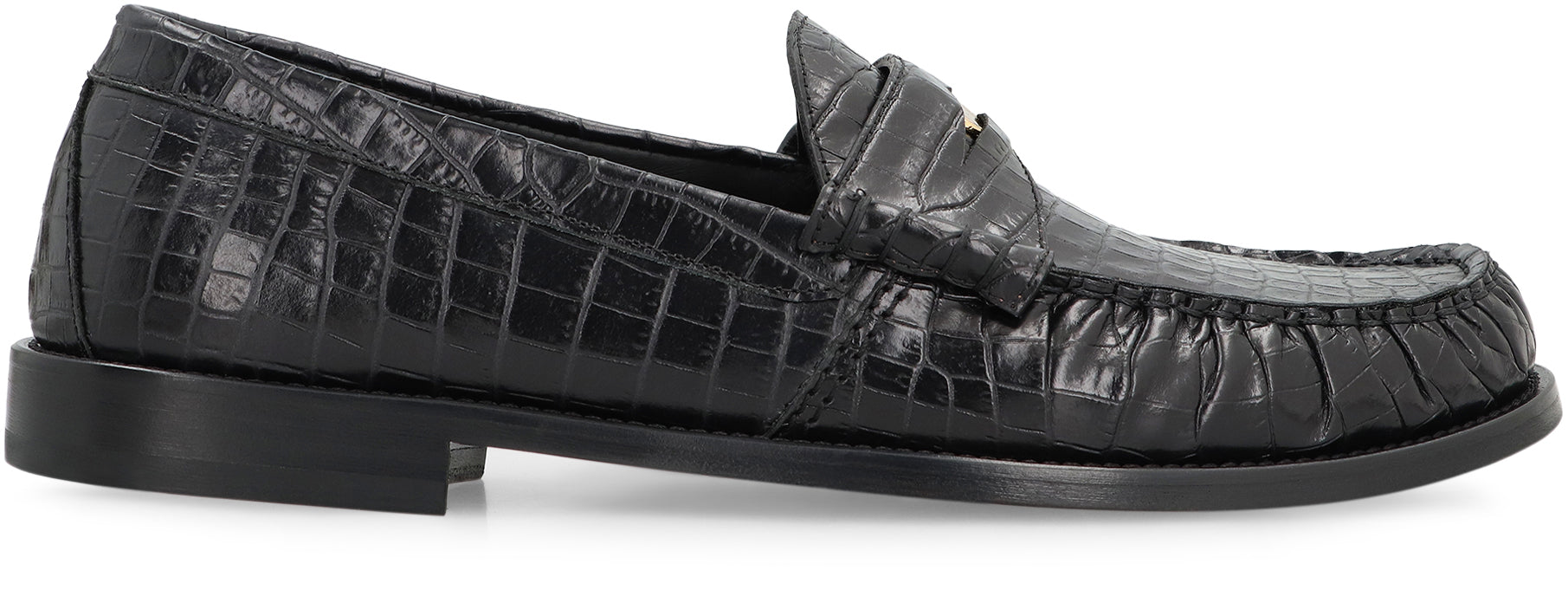 Printed leather loafers