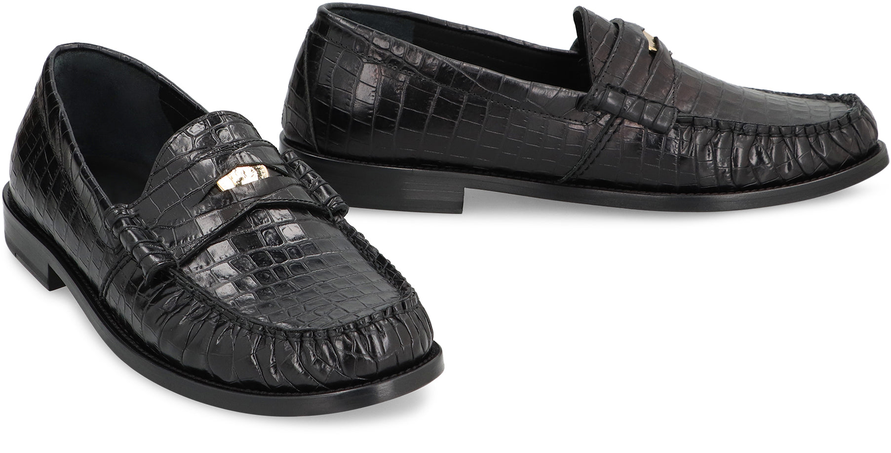 Printed leather loafers