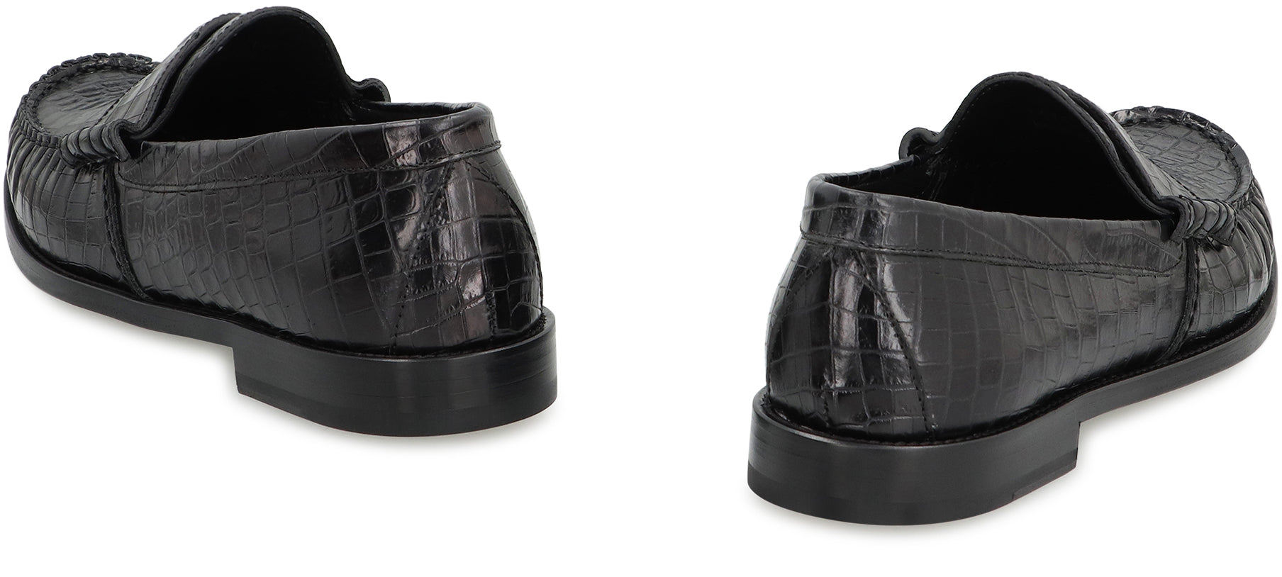 Printed leather loafers