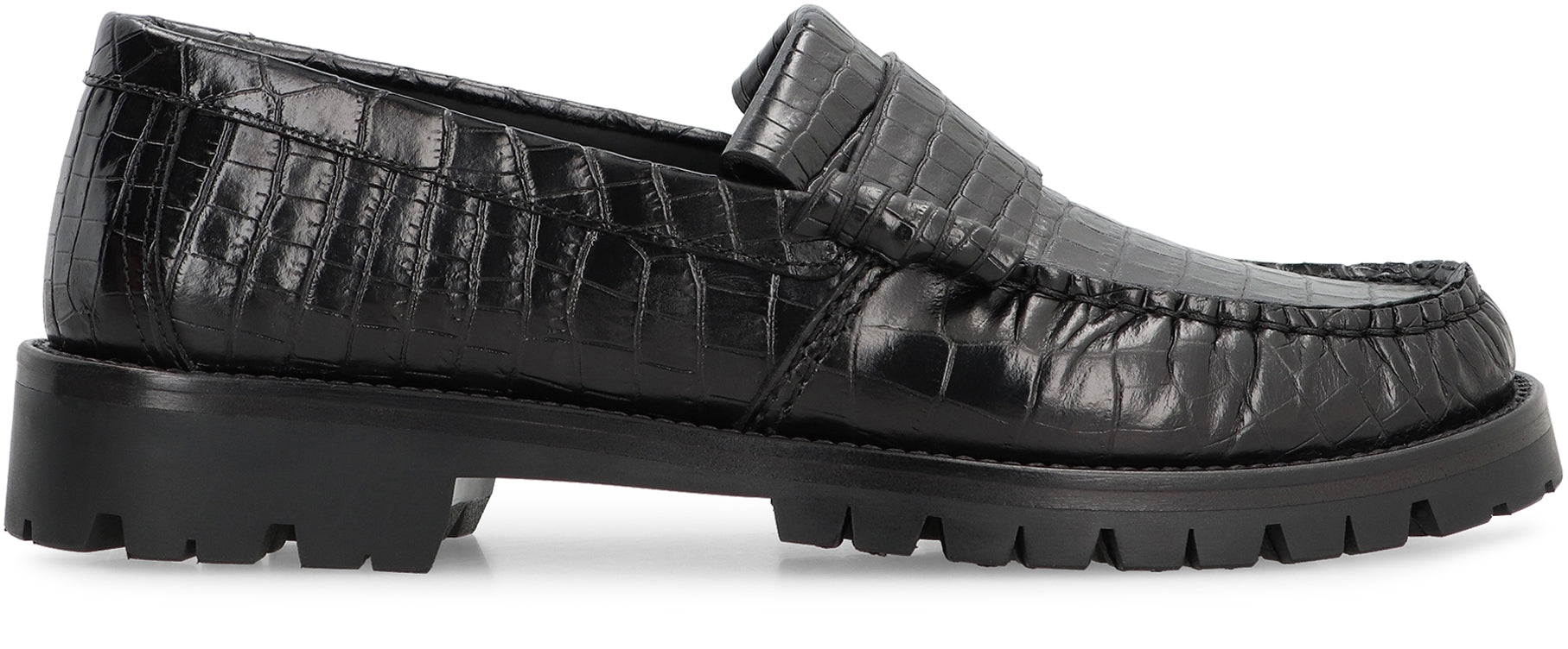 Printed leather loafers