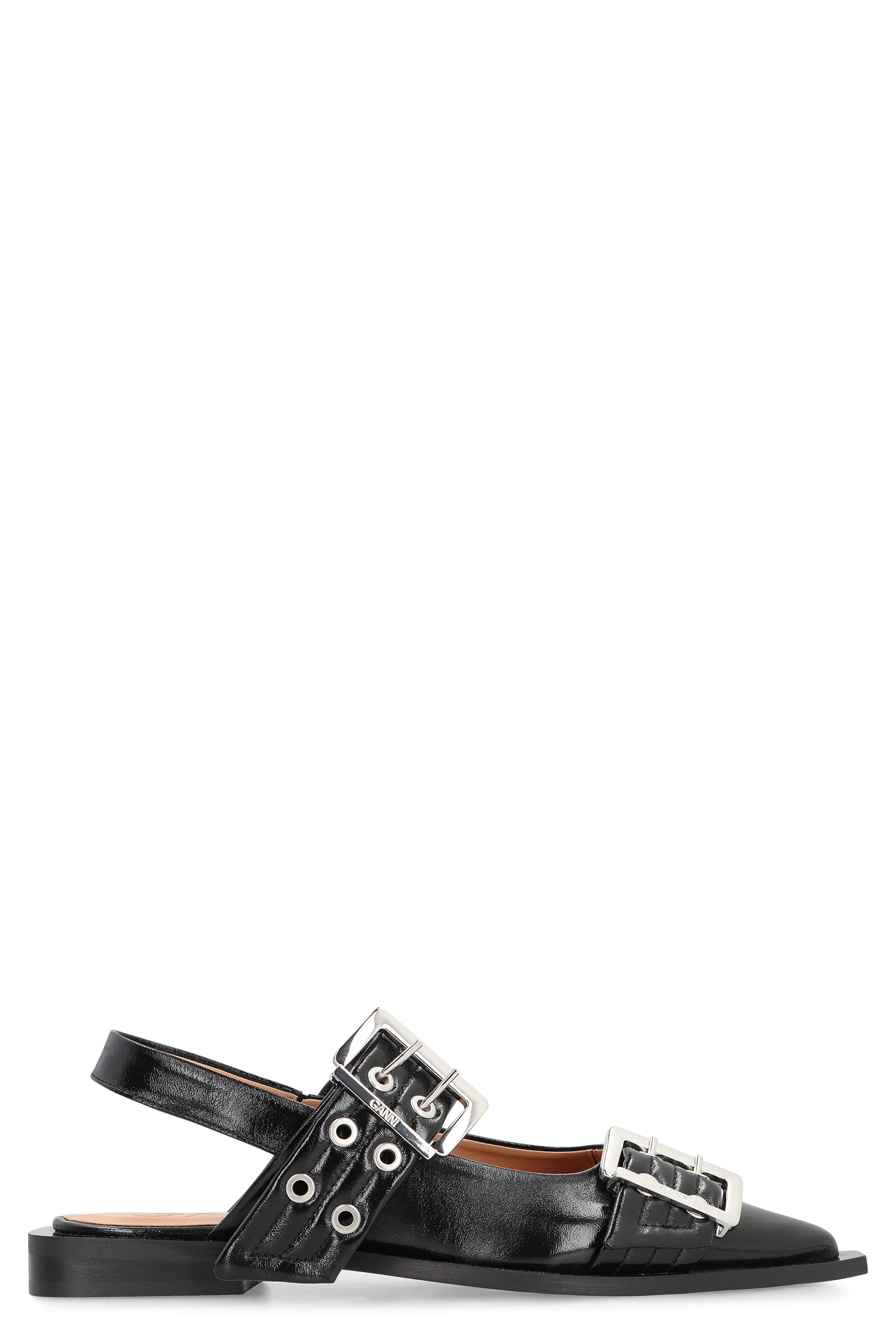 Feminine Buckle  faux leather slingback pumps