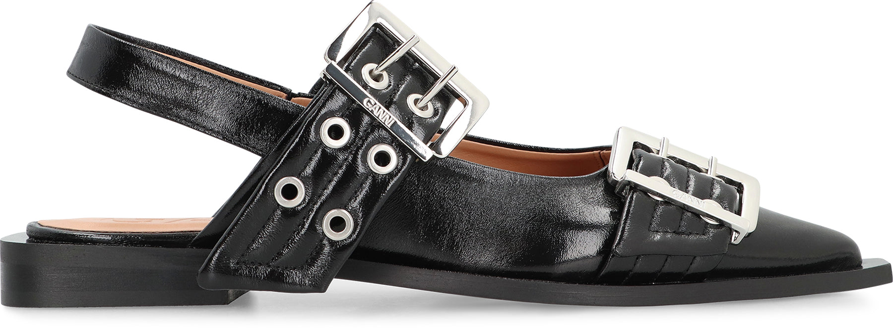 Feminine Buckle  faux leather slingback pumps