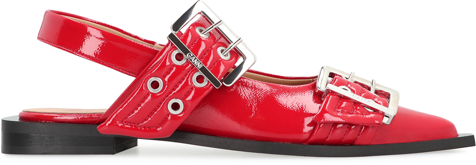 Feminine Buckle  faux leather slingback pumps