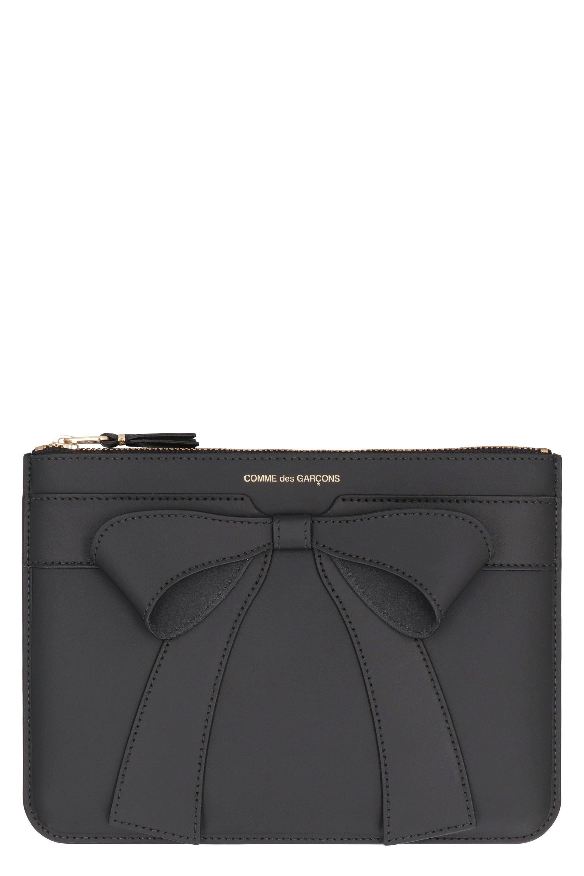 Logo detail flat leather pouch