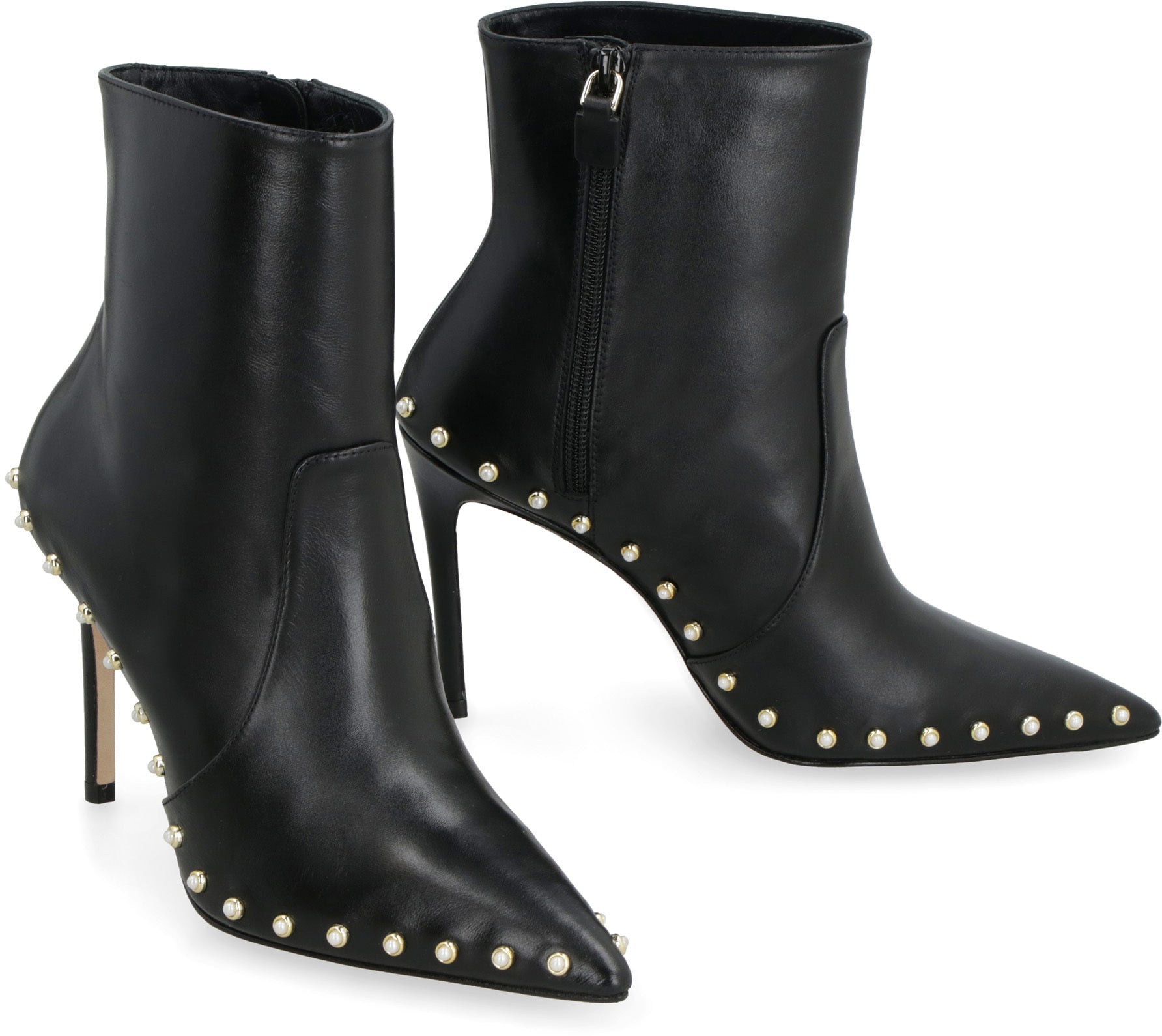 Stuart leather pointy-toe ankle boots