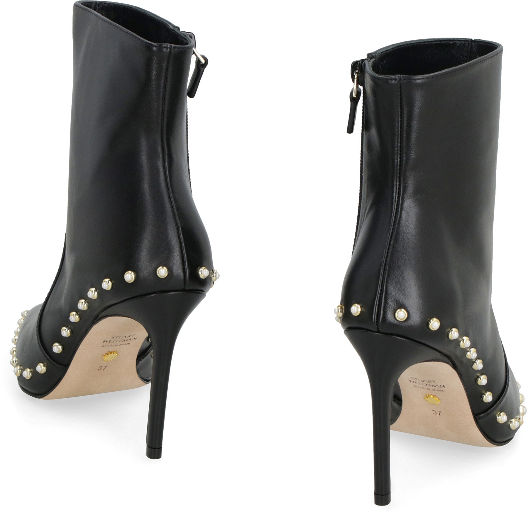 Stuart leather pointy-toe ankle boots