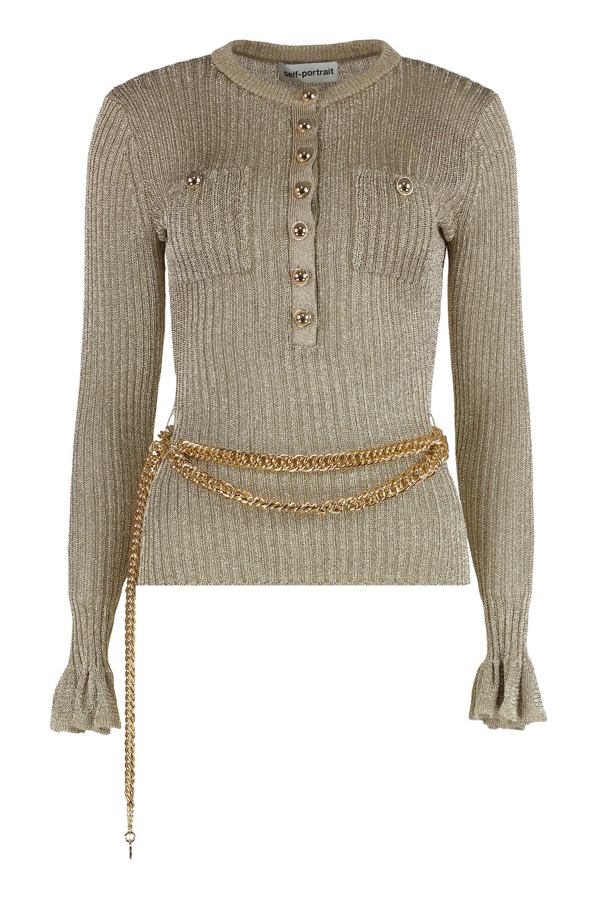 Ribbed lurex yarn sweater