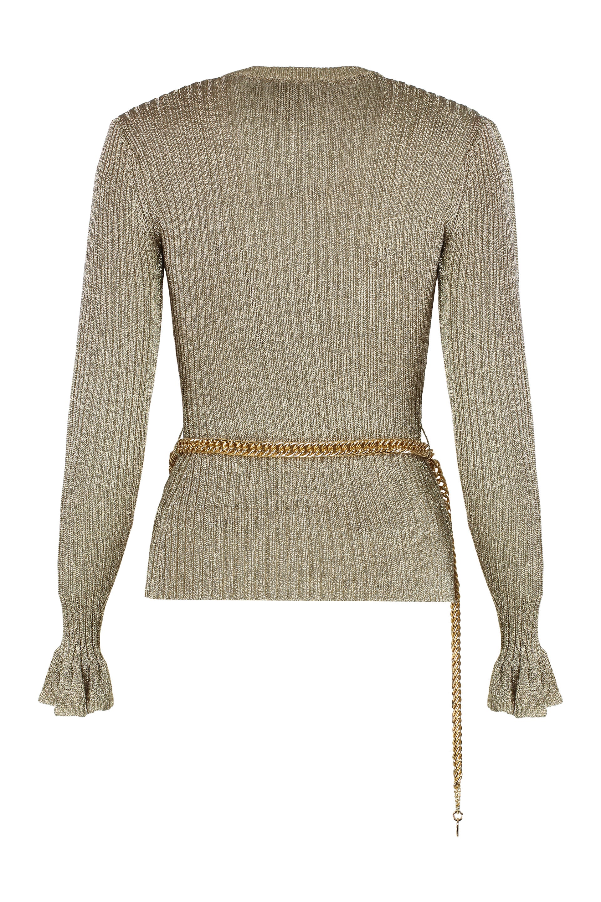 Ribbed lurex yarn sweater