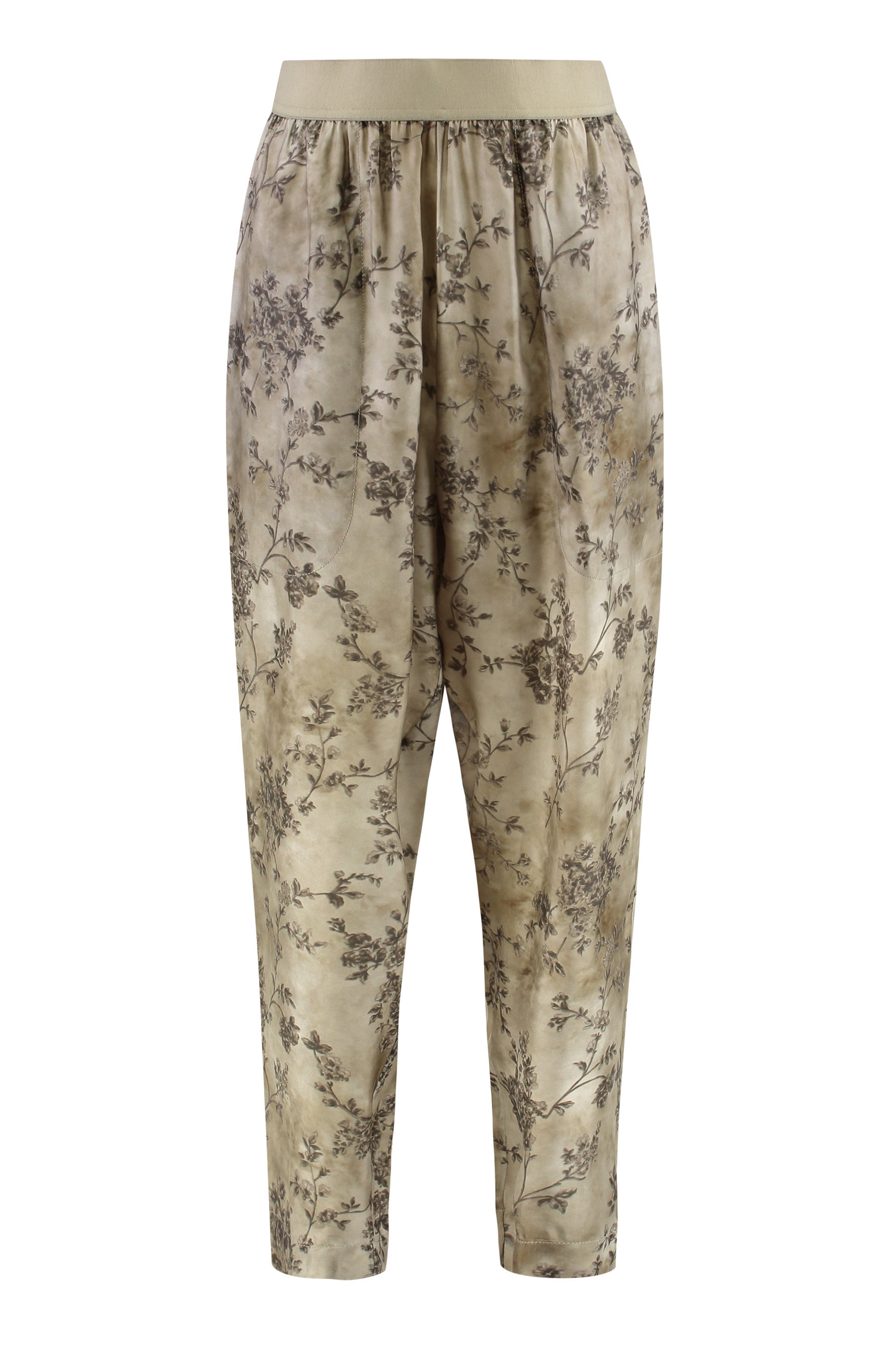 Printed high-rise trousers