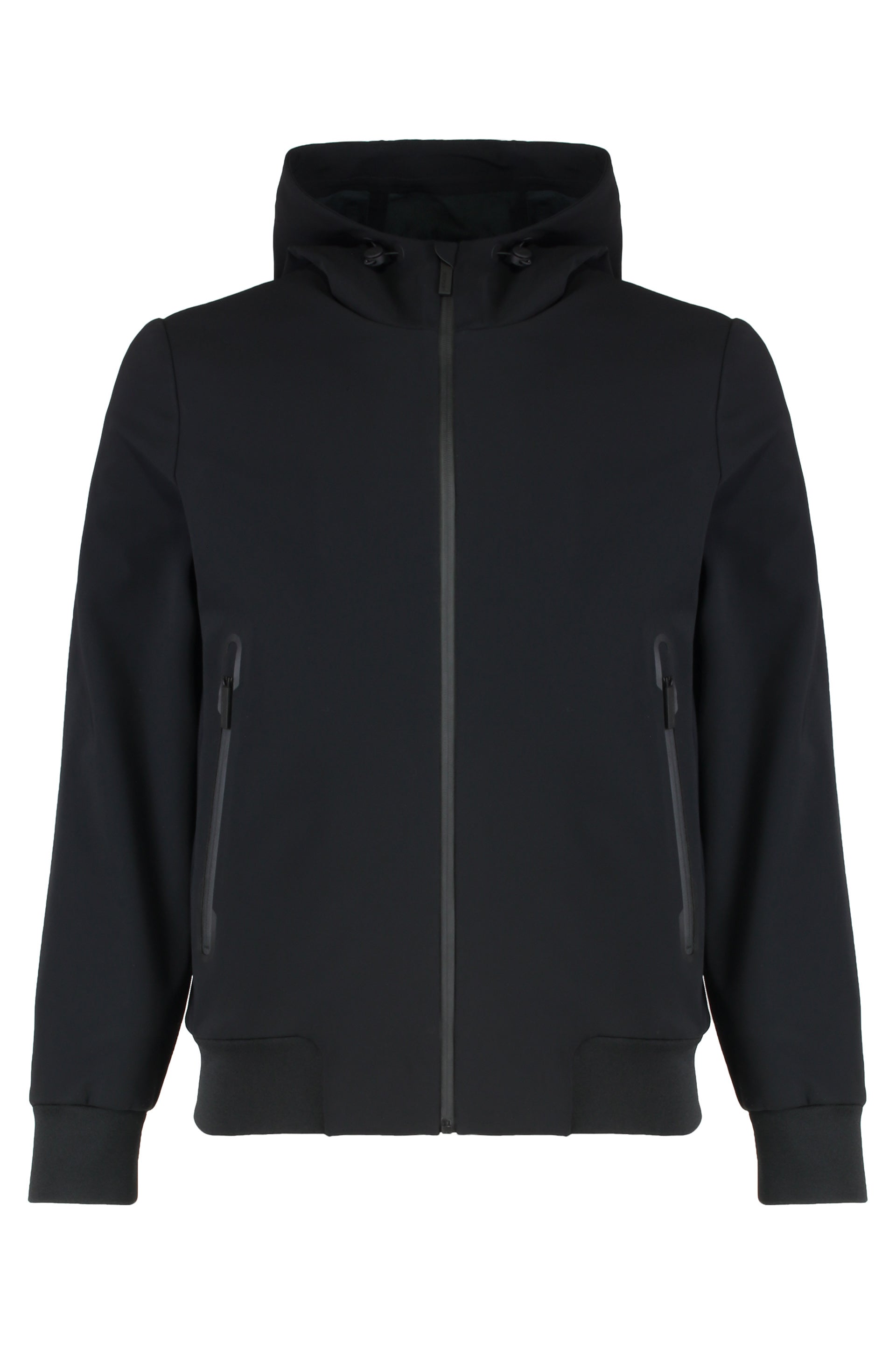 Technical fabric jacket with hood