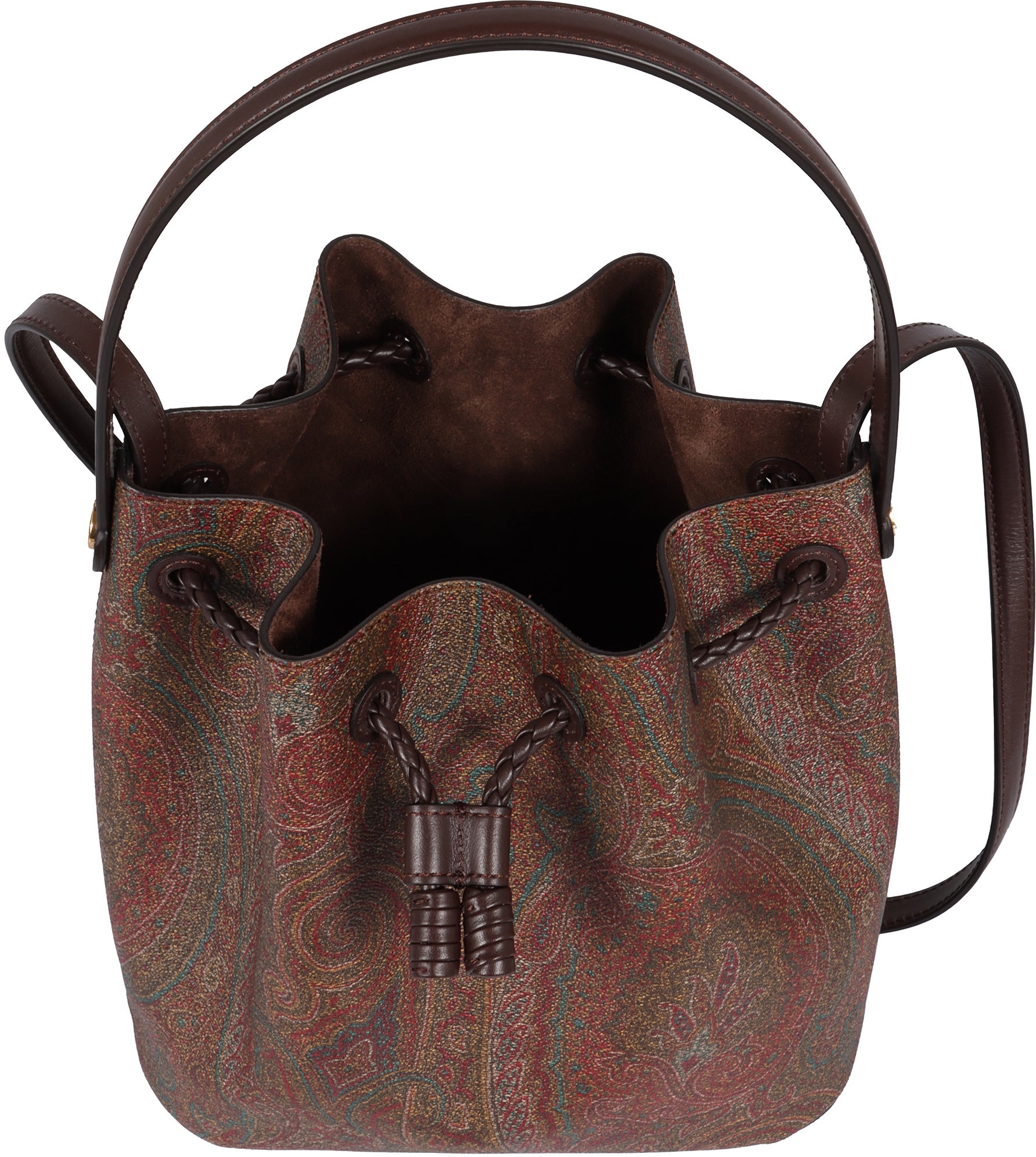 Paisley print small bucket bag