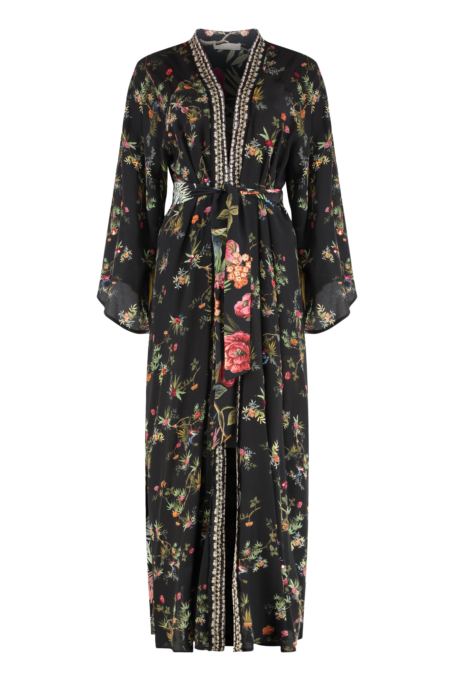 Maxi printed silk cardigan