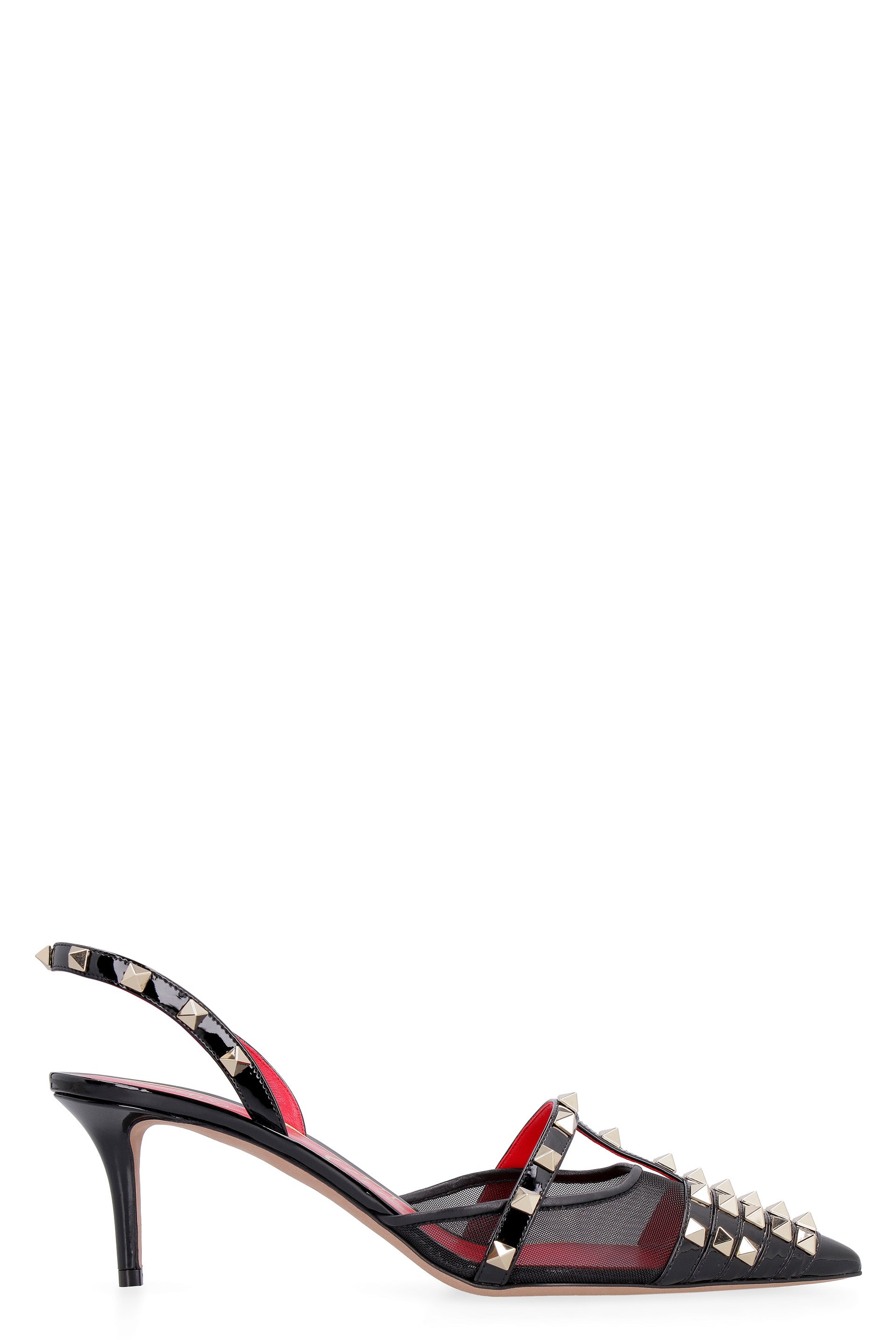 Studded leather slingbacks